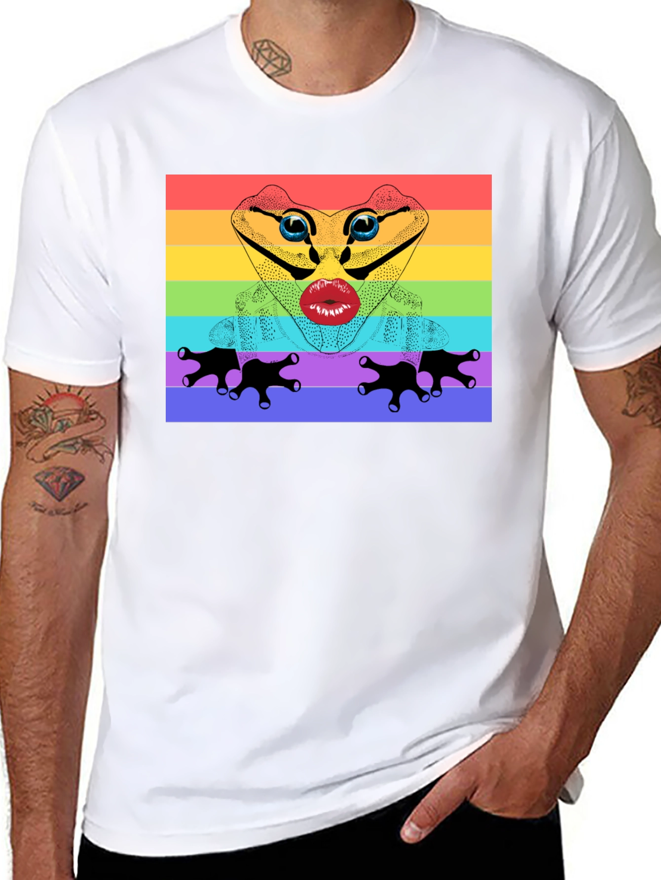Black Rainbow Frog Lips T-Shirt - Pride Apparel view 8
