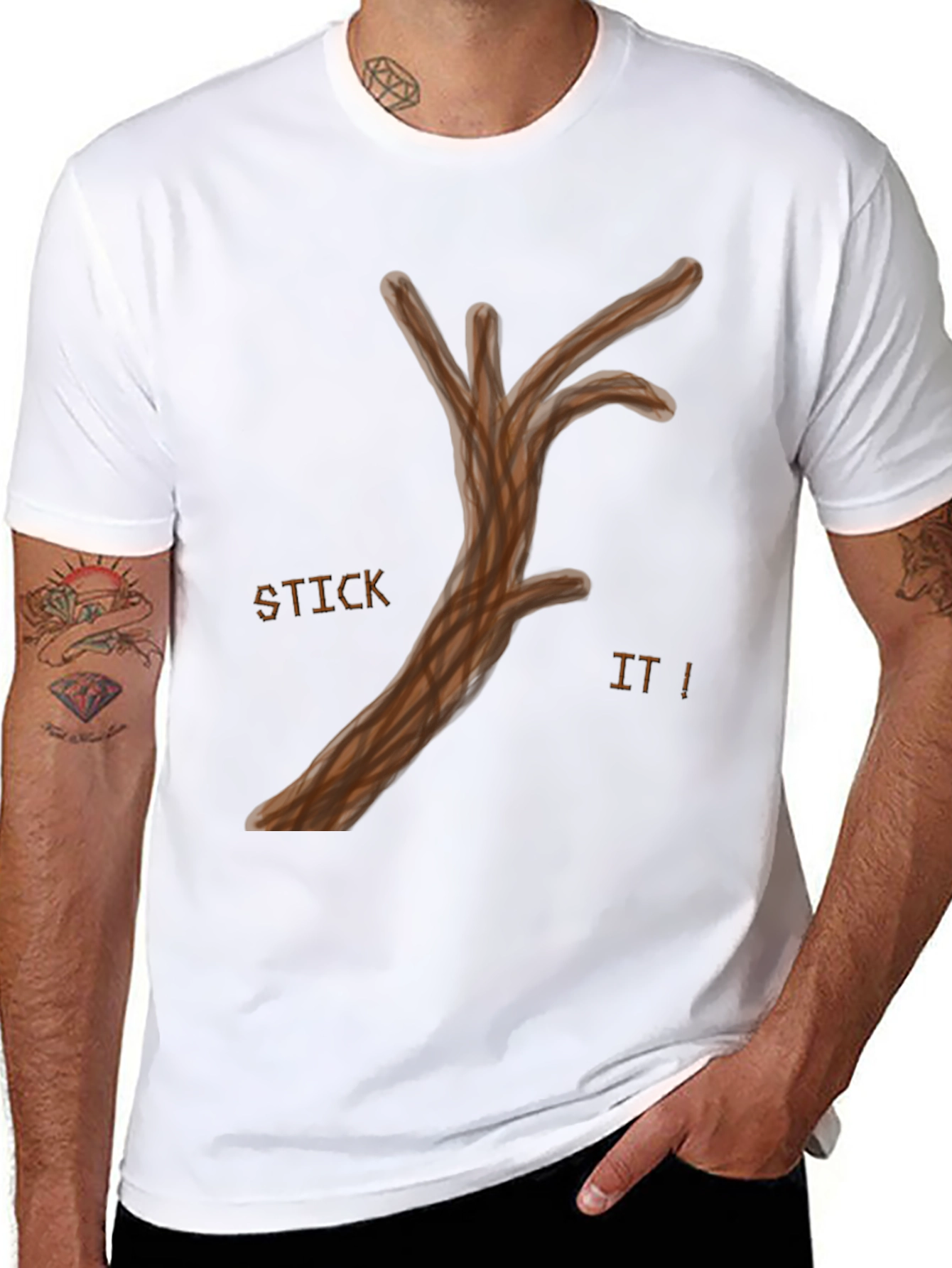 Black Humorous "Stick It!" Graphic Tee - Casual Comfort view 8