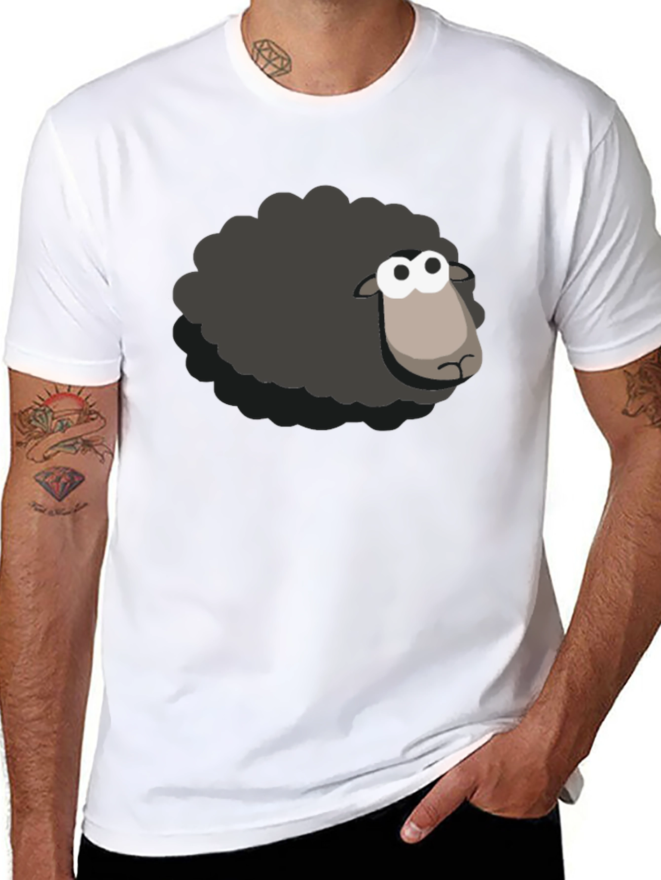 Black Black Sheep T-Shirt - Cartoon Style view 8