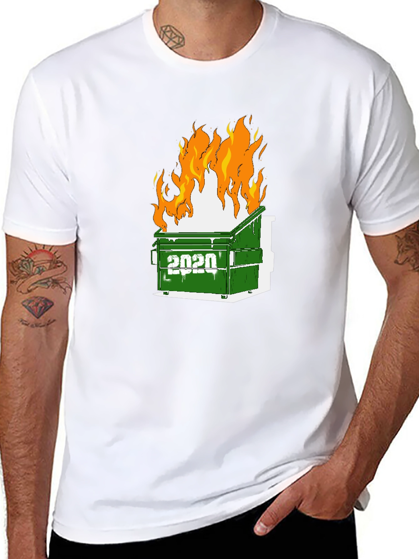 Black 2020 Dumpster Fire Graphic Tee - Unisex Black T-Shirt view 8