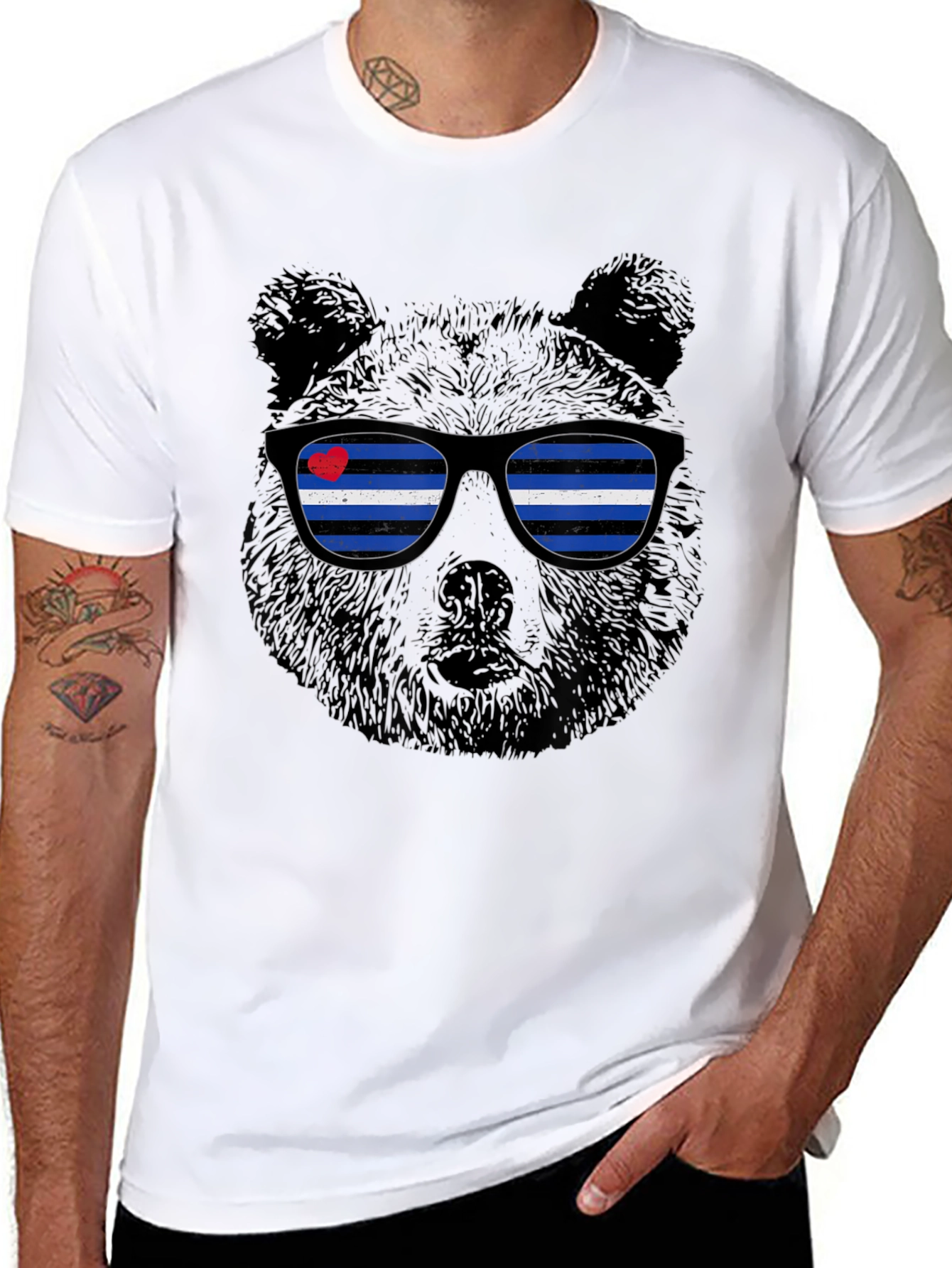 Black Bear Pride T-Shirt - Leather Flag Sunglasses view 8