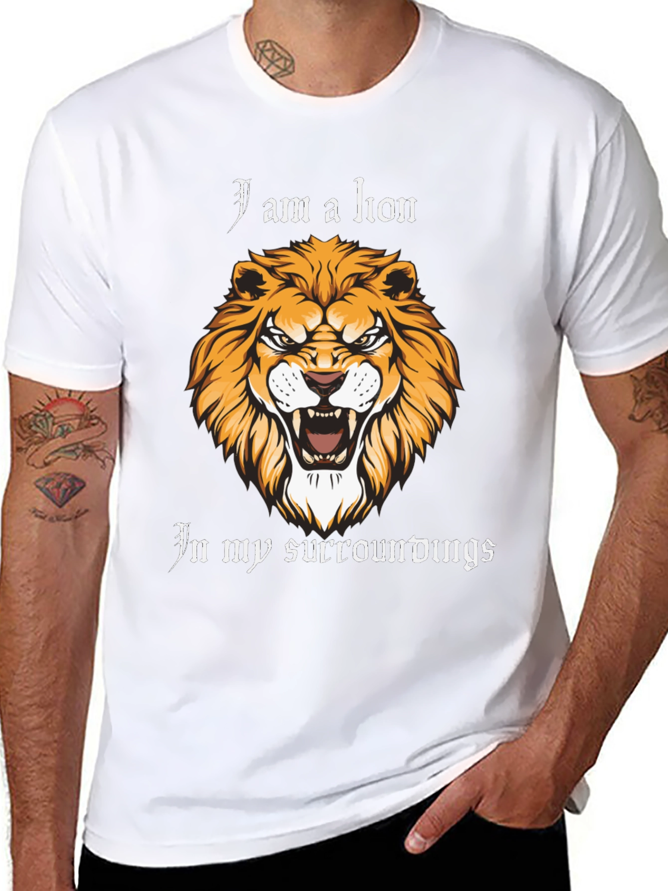 Black Lion Graphic Print Black T-Shirt view 8