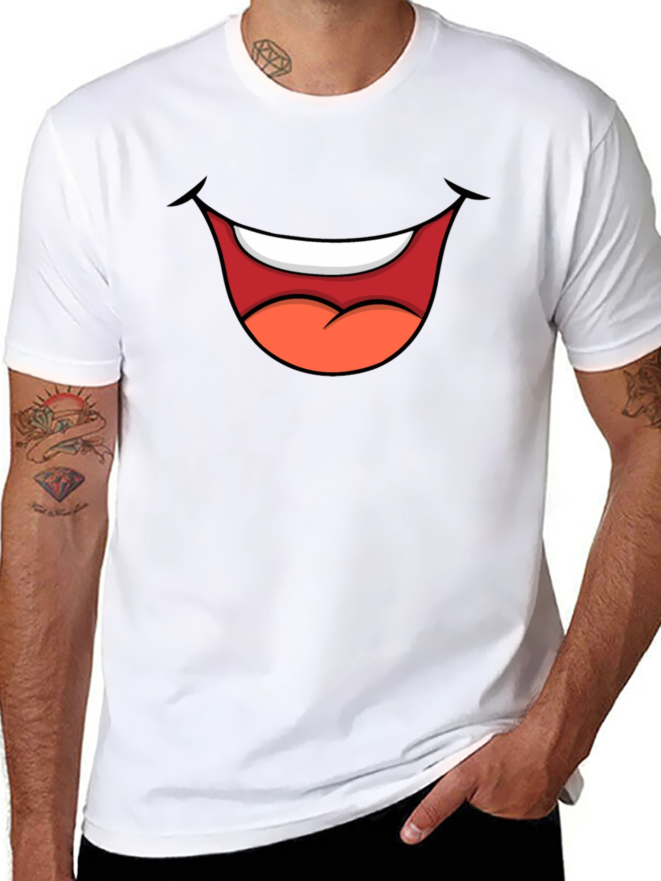 Black Cartoon Mouth Graphic Tee - Black T-Shirt view 8