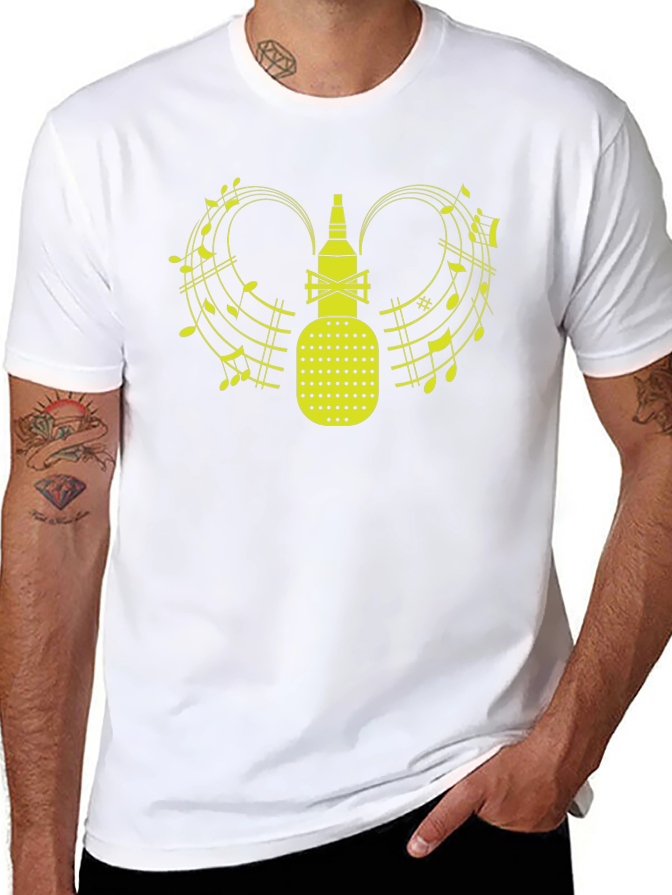 Black Music Microphone Graphic Tee view 8