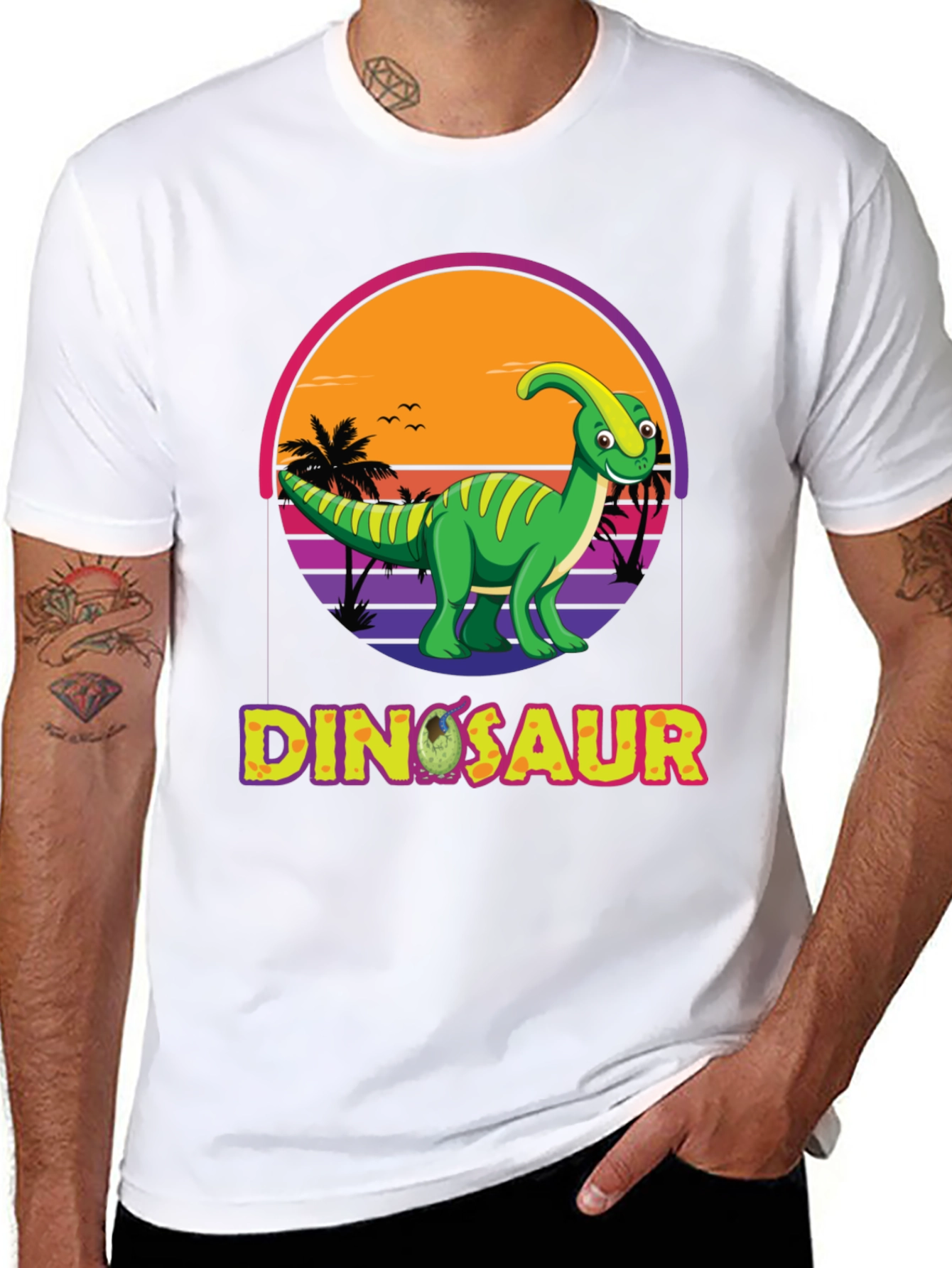 Black Dinosaur Sunset T-Shirt view 8