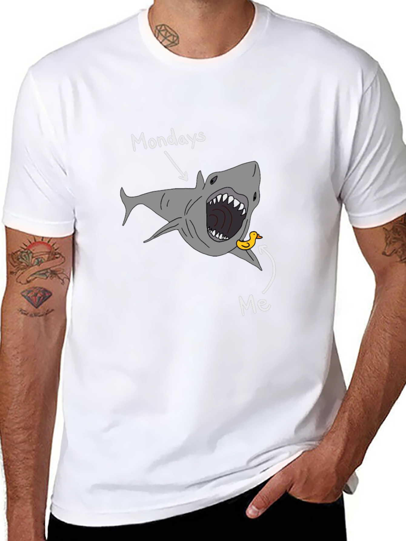 Black Mondays Shark Attack T-Shirt - Funny Graphic Tee view 8