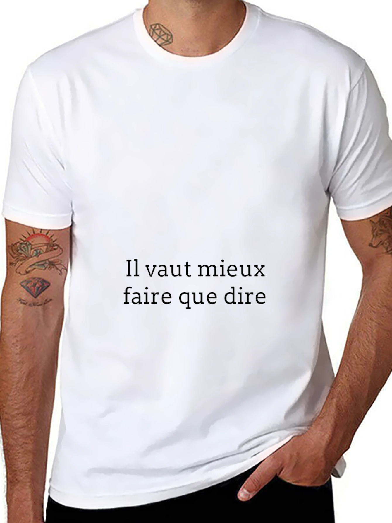 Black French Proverb Black T-Shirt view 8