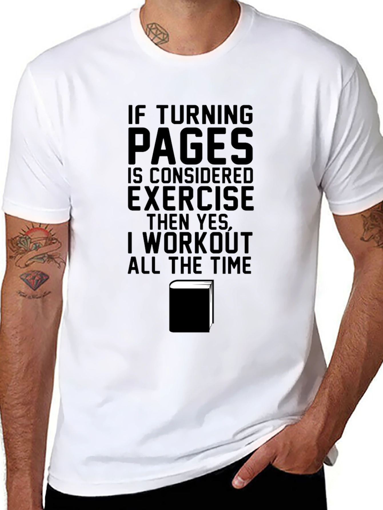 Black Funny Book Lover T-Shirt - Turning Pages is Exercise view 8