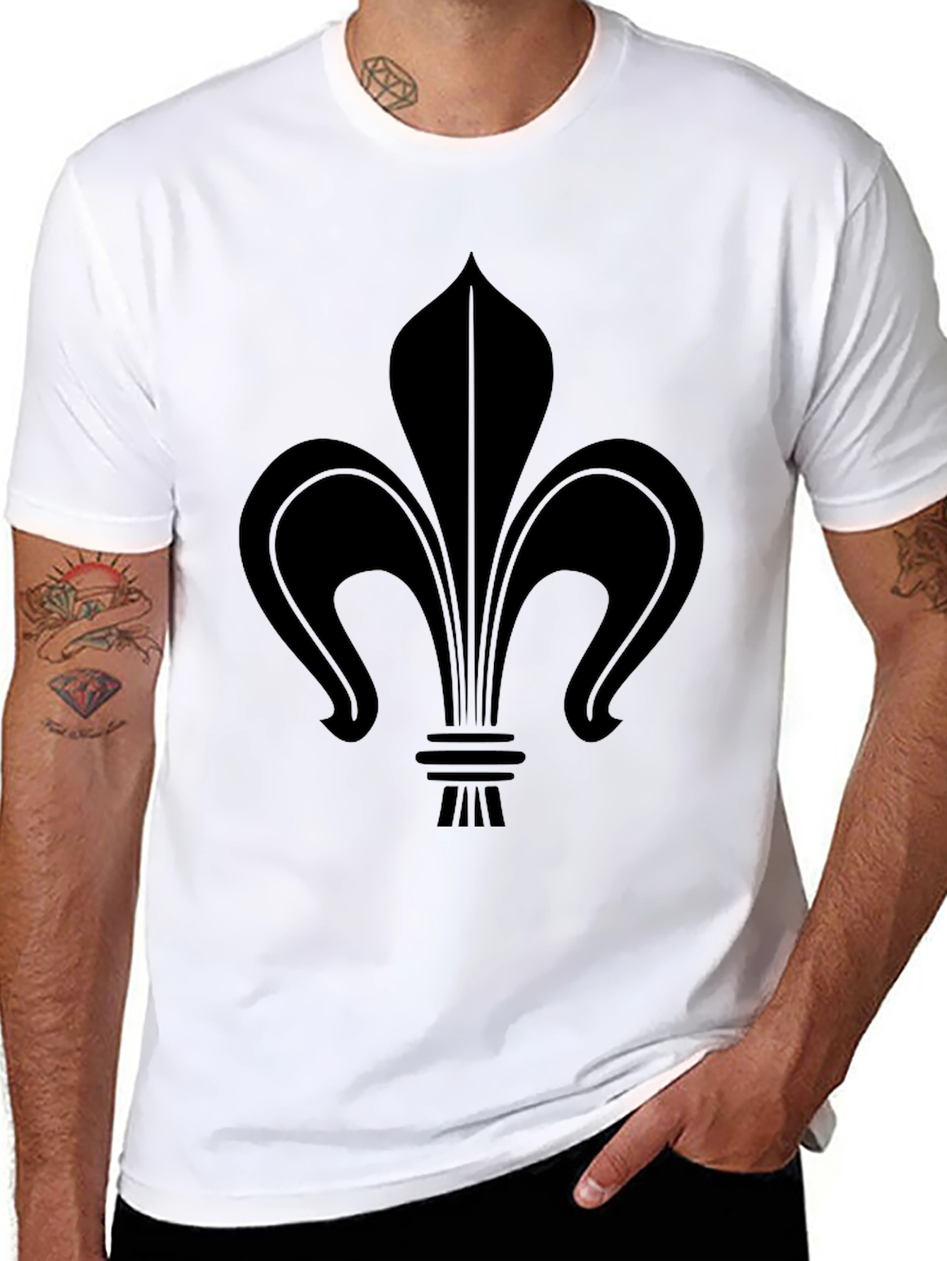 Black Fleur-de-lis Graphic Black T-Shirt view 8