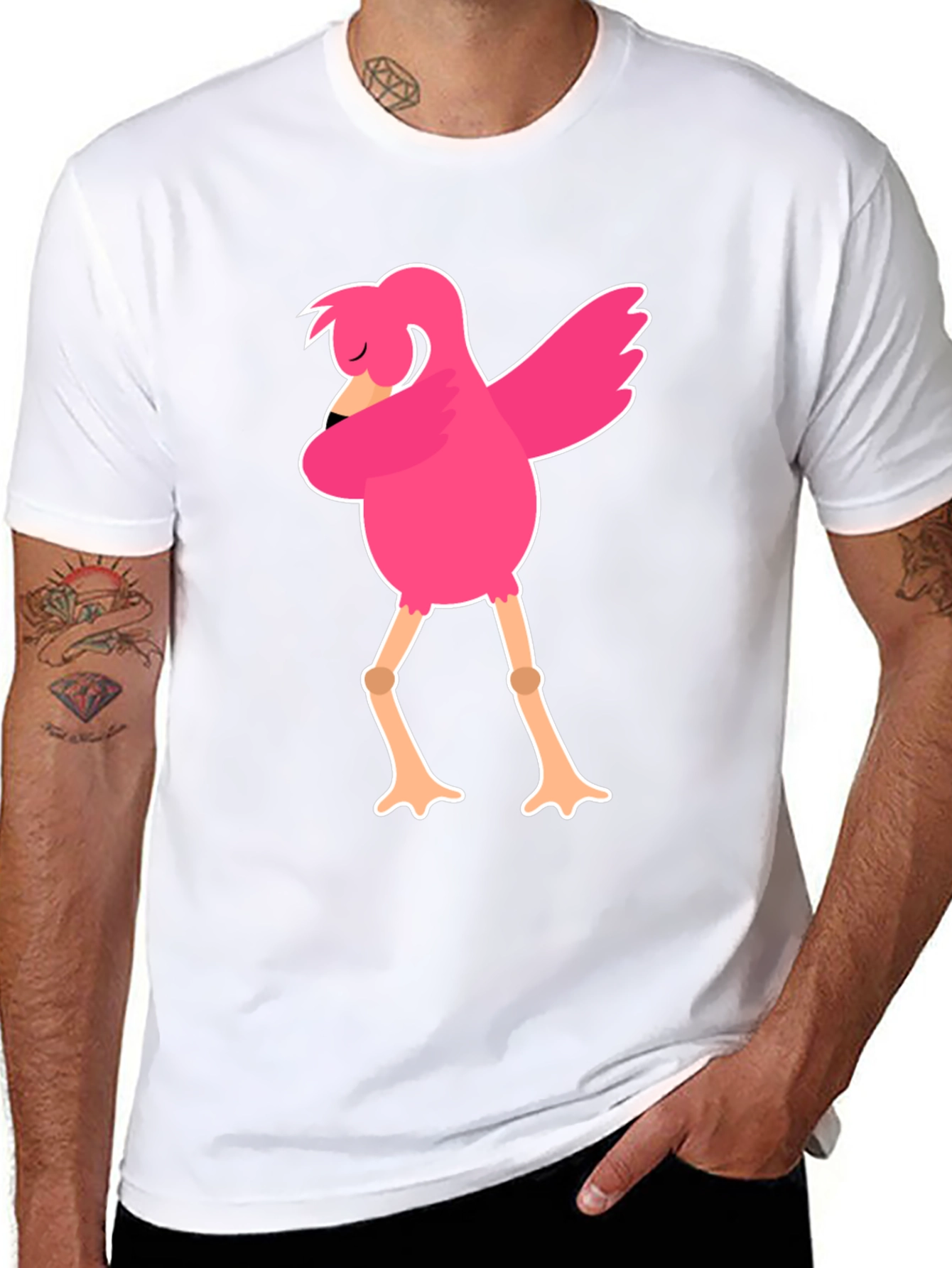 Black Funny Flamingo Dab Dance Black T-Shirt view 8