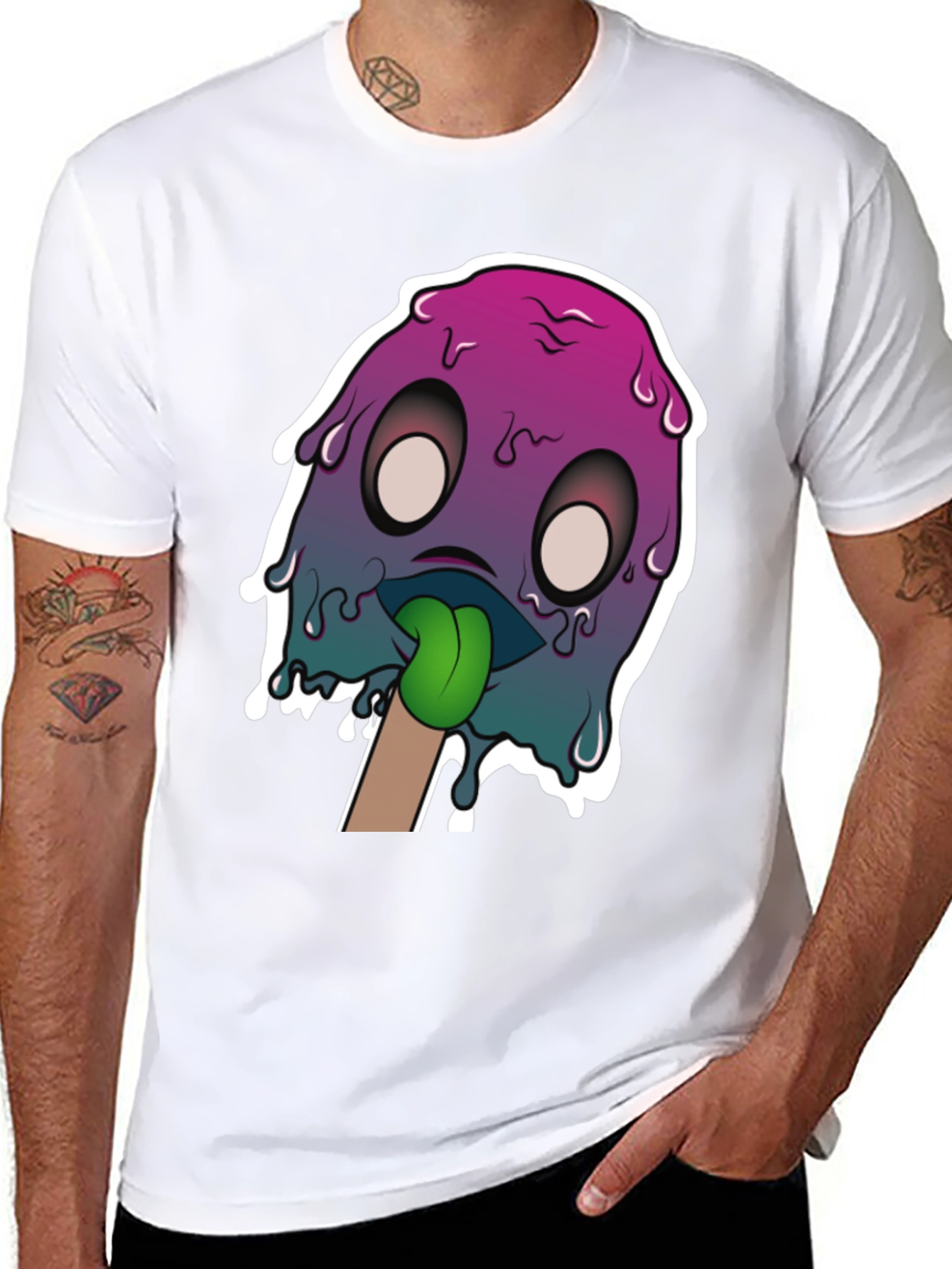 Black Melting Monster Graphic Tee - Unique Design view 8