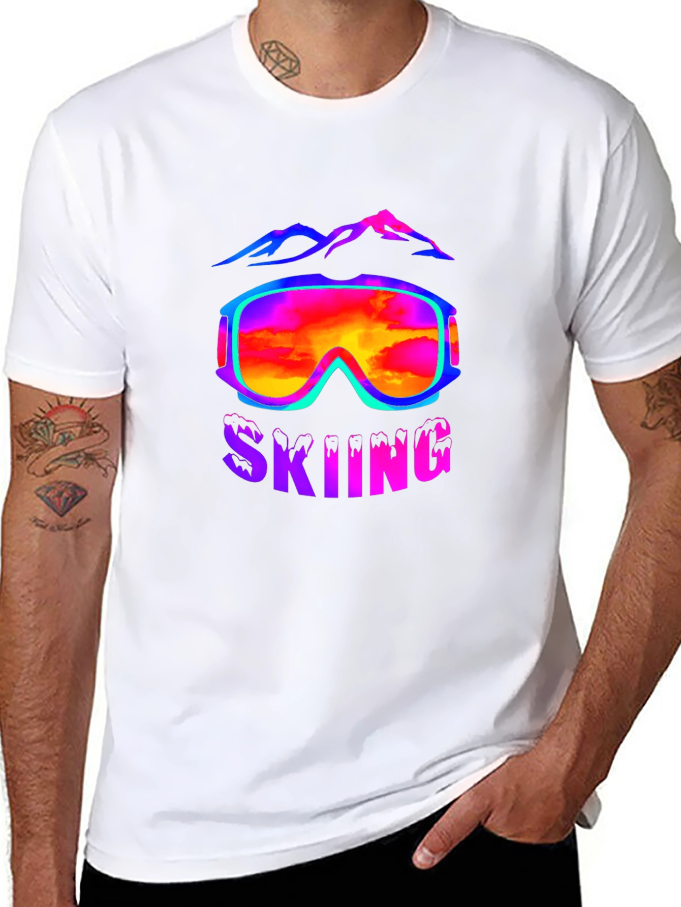 Black Skiing Goggles T-Shirt - Mountain Adventure Tee view 8