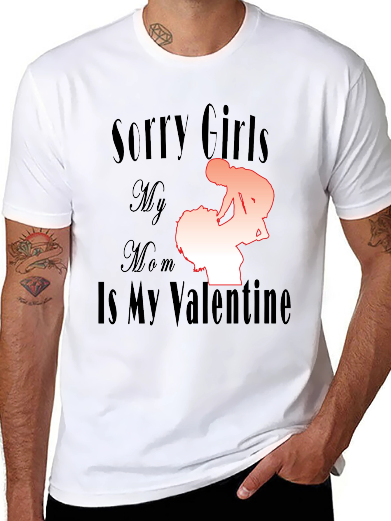 Black Sorry Girls My Mom Is My Valentine Funny T-Shirt view 8