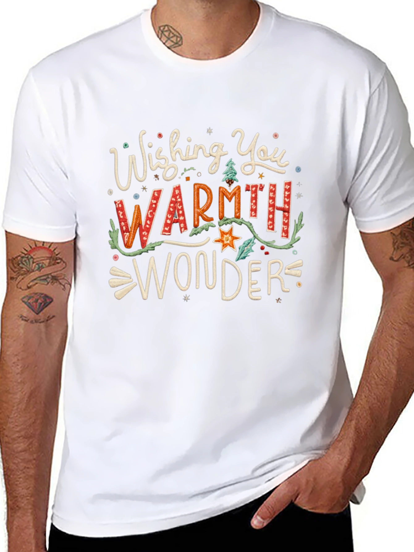 Black Wishing You Warmth and Wonder Graphic Tee view 8