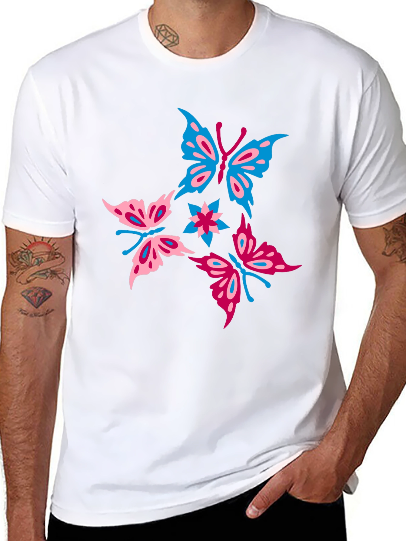 Black Butterfly Graphic Print Black T-Shirt view 8