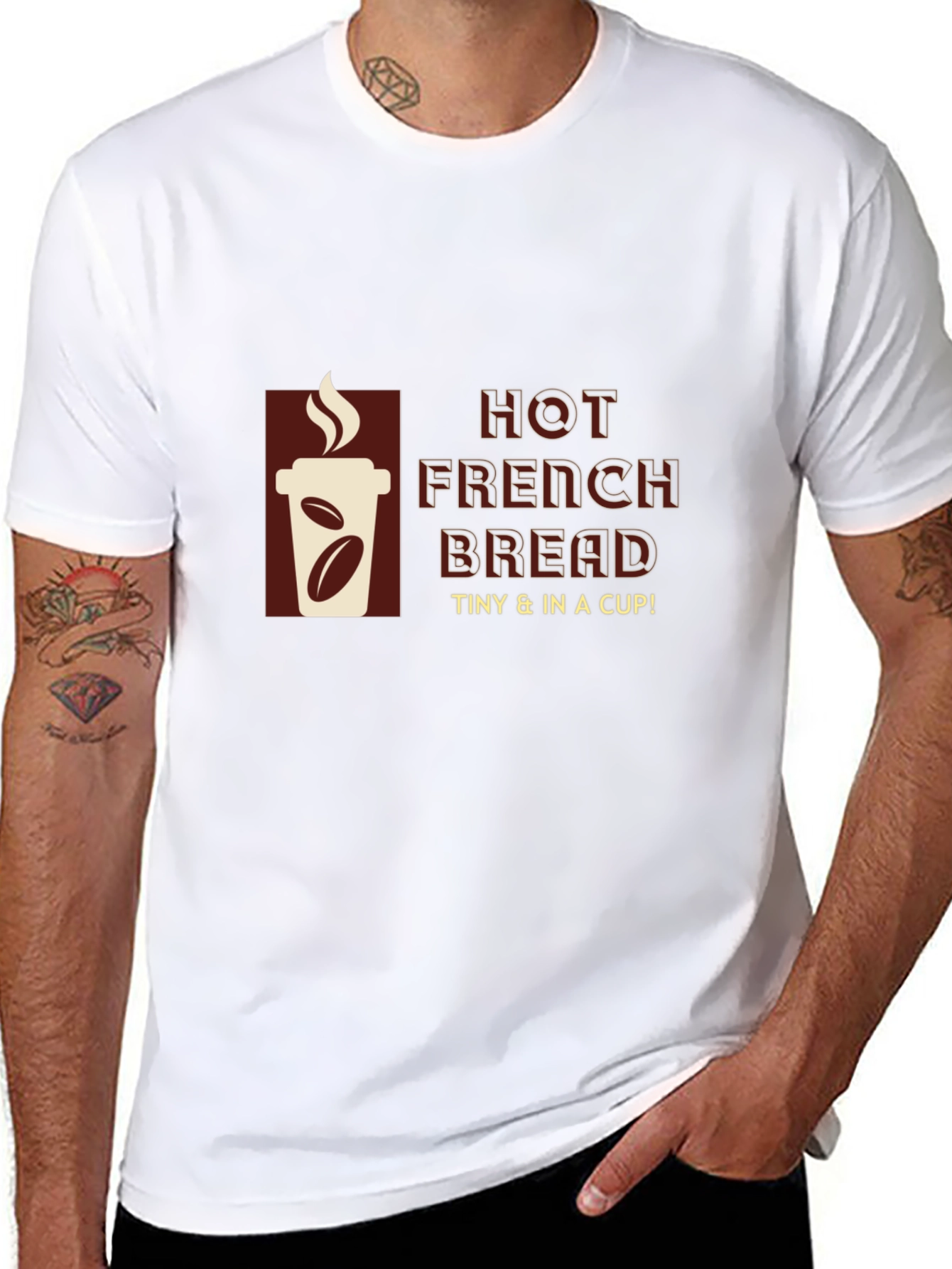 Hot French Bread T-Shirt - Coffee Cup Design - 8