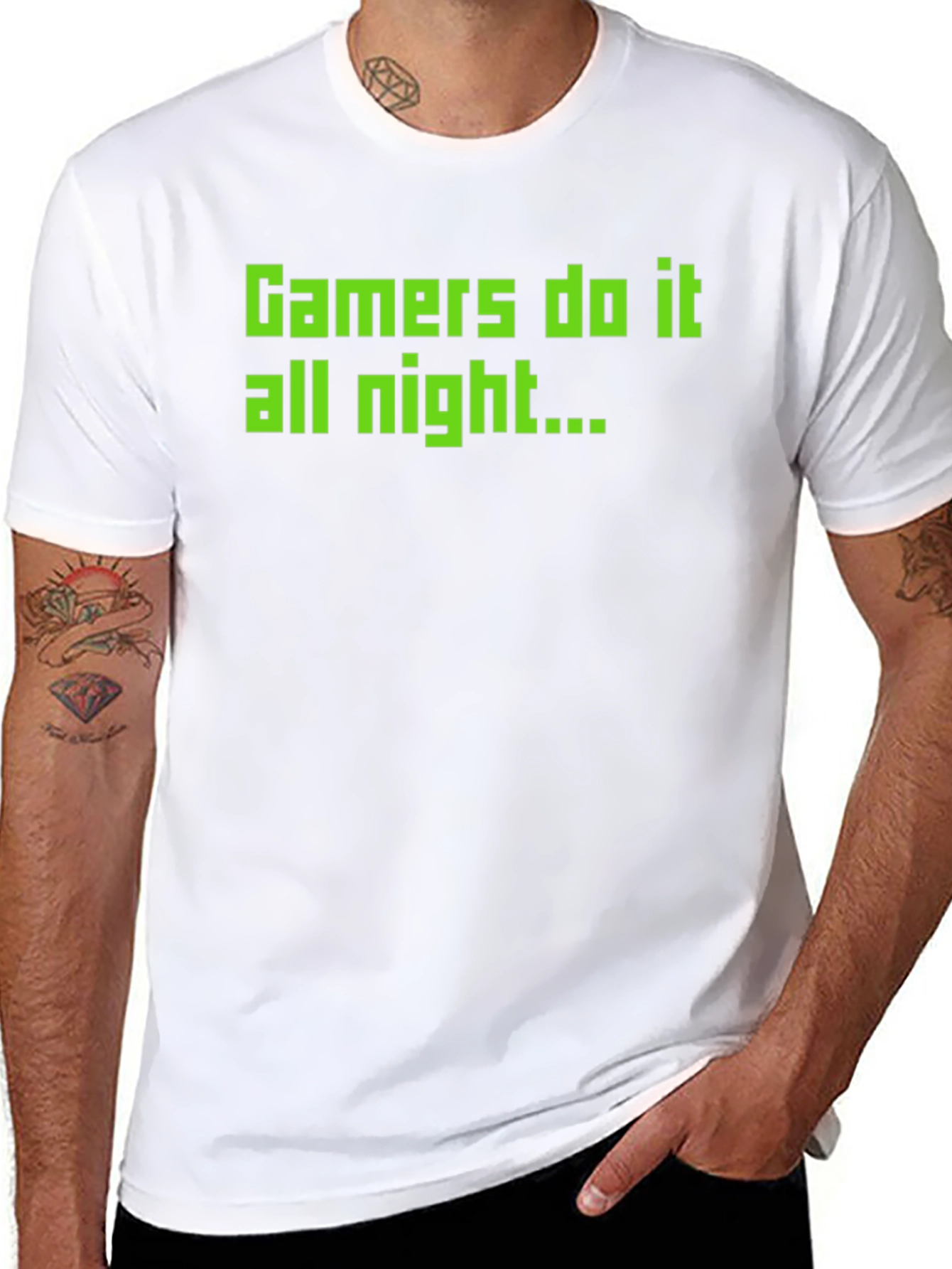 Black Gamer Do It All Night Black T-Shirt view 8