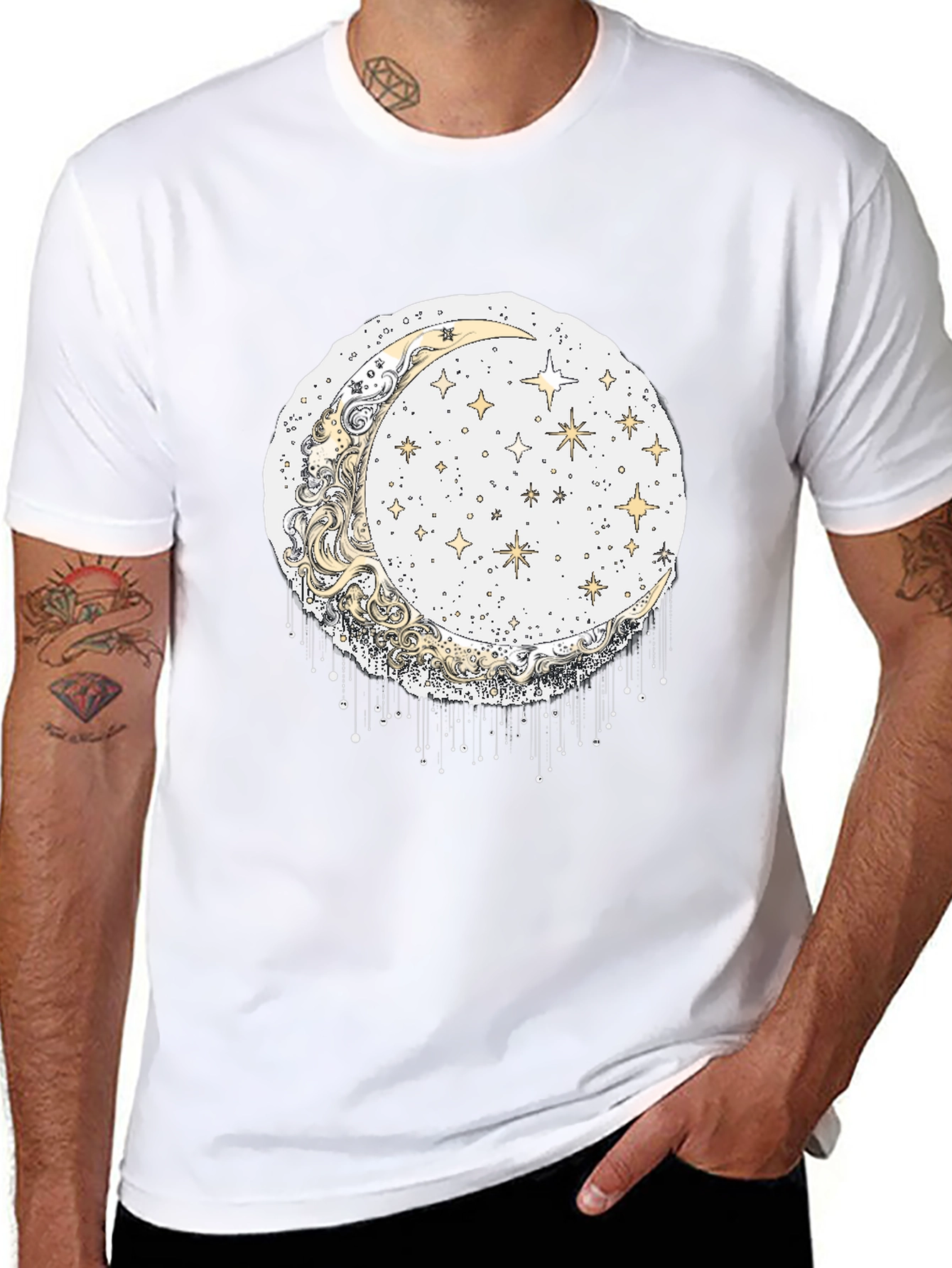 Black Celestial Moon & Stars Graphic Tee view 8