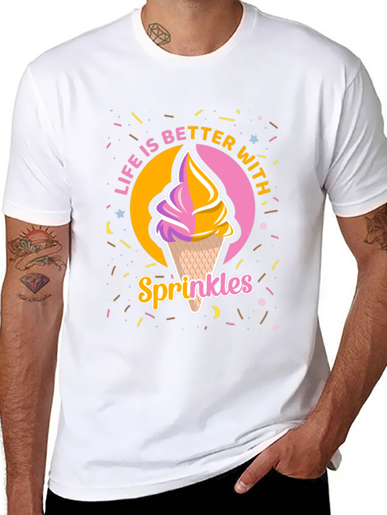 Black Life is Better with Sprinkles Black T-Shirt view 8
