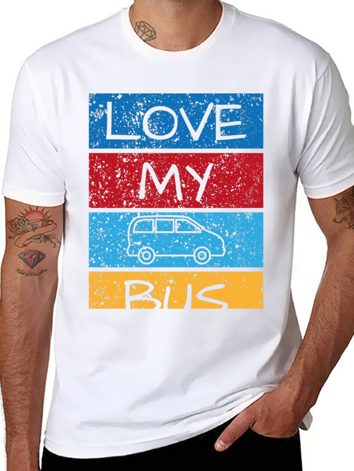 Black Love My Bus T-Shirt - Retro Van Design view 8