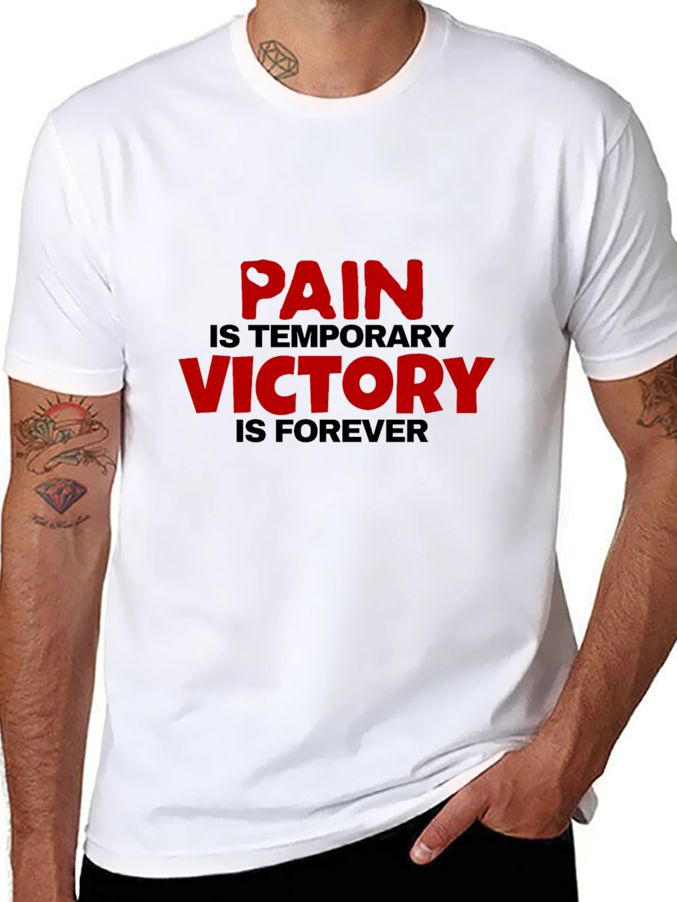 Black Pain is Temporary Victory is Forever Black T-Shirt view 8