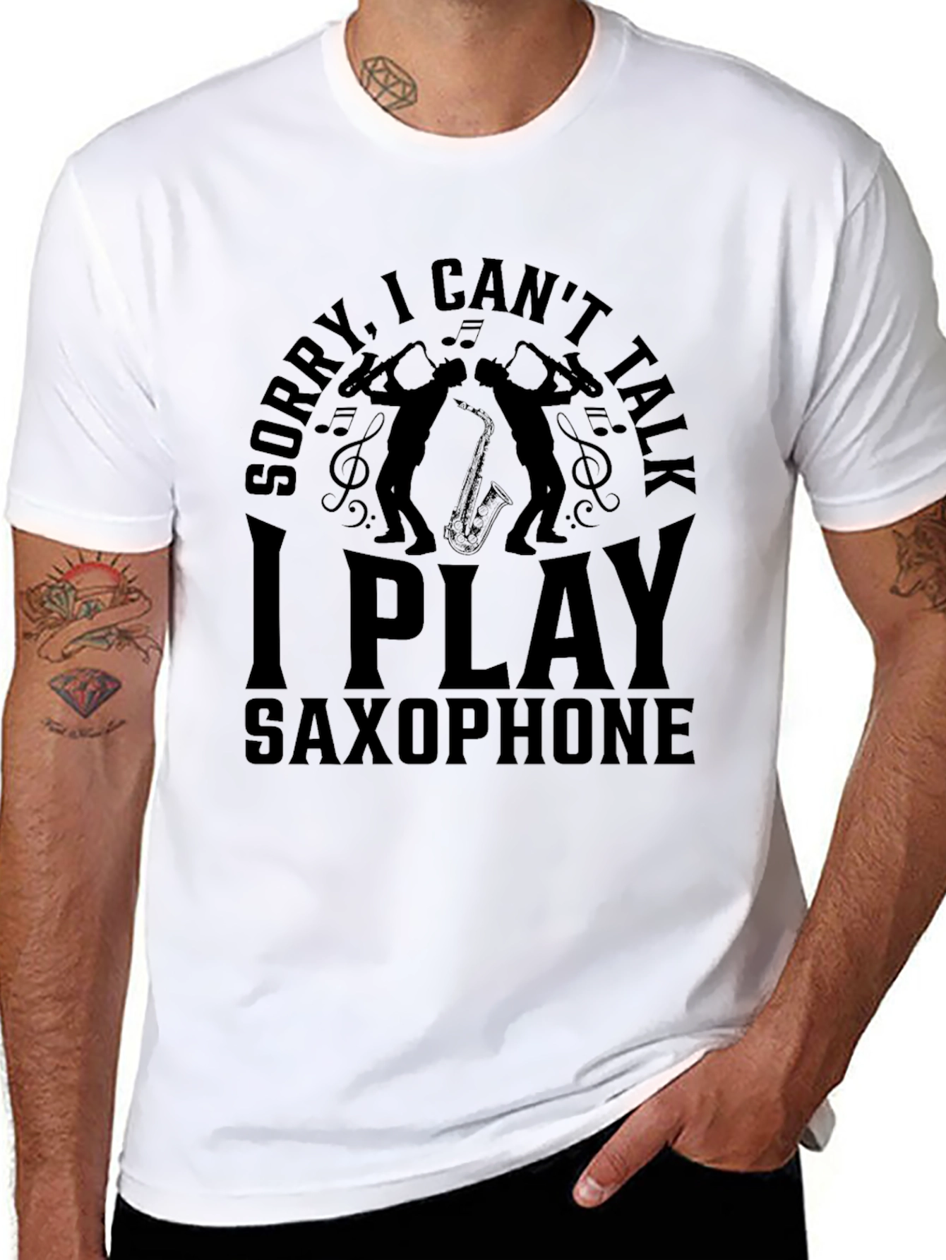 Black Saxophone Player Black T-Shirt view 8