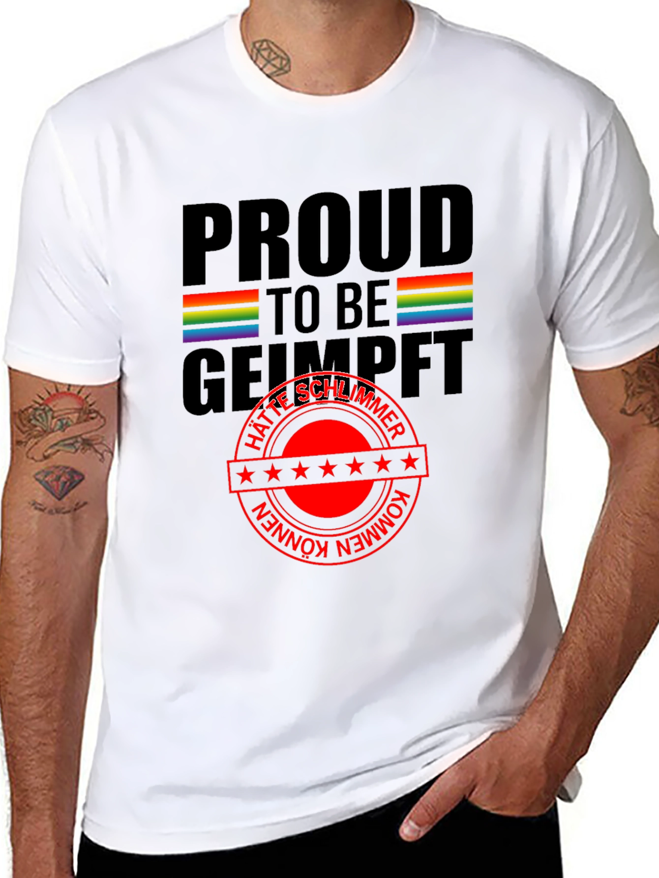 Black Proud to be Geimpft T-Shirt view 8