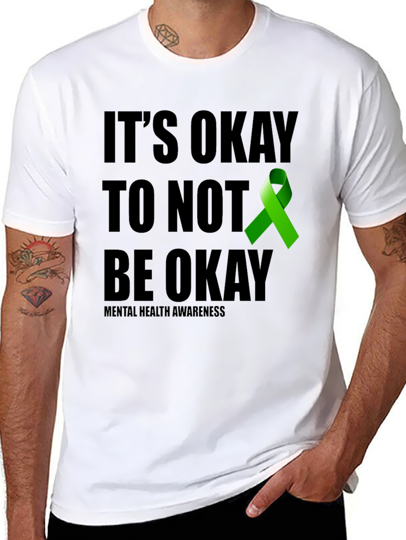 Black It's Okay To Not Be Okay Mental Health Awareness T-Shirt view 8