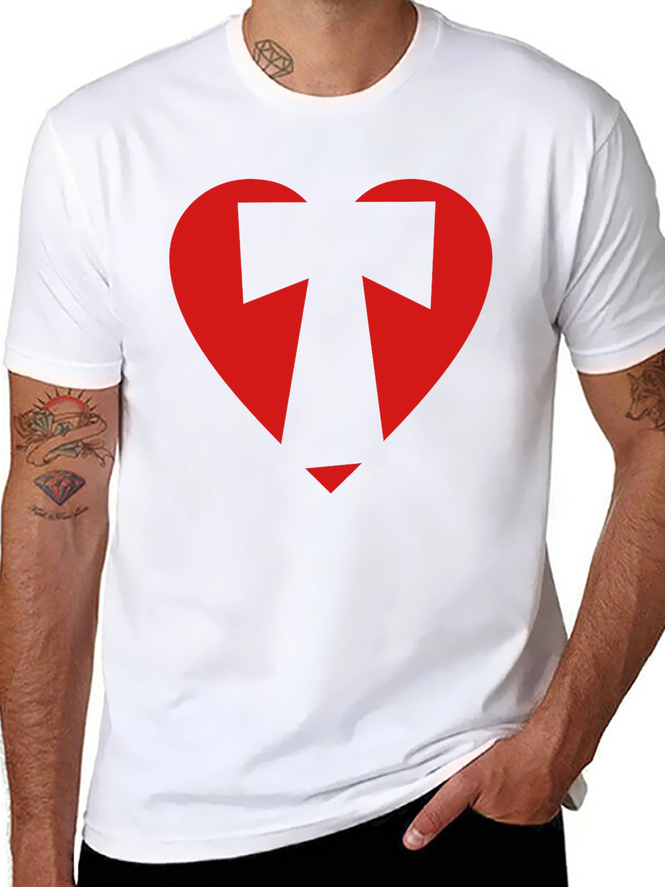 Black Geometric Heart Graphic Tee - Black view 8