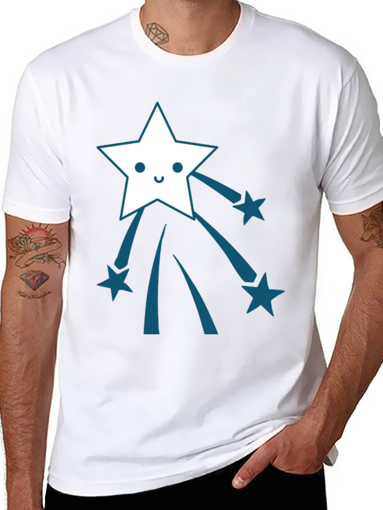 Black Shooting Star Graphic Tee - Soft Cotton Comfort view 8