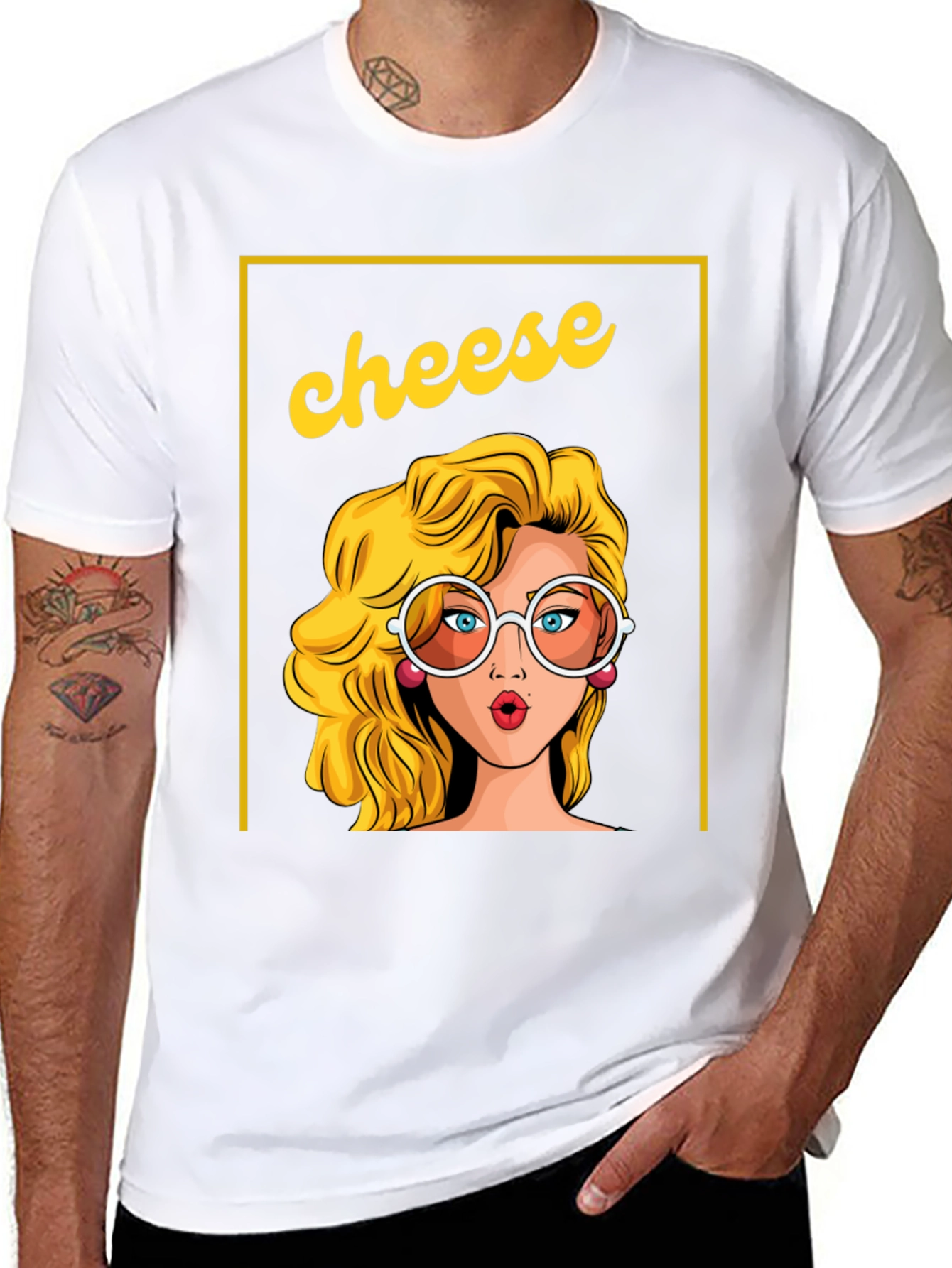 Black Retro 'Cheese' Graphic Tee - Unisex Black T-Shirt view 8