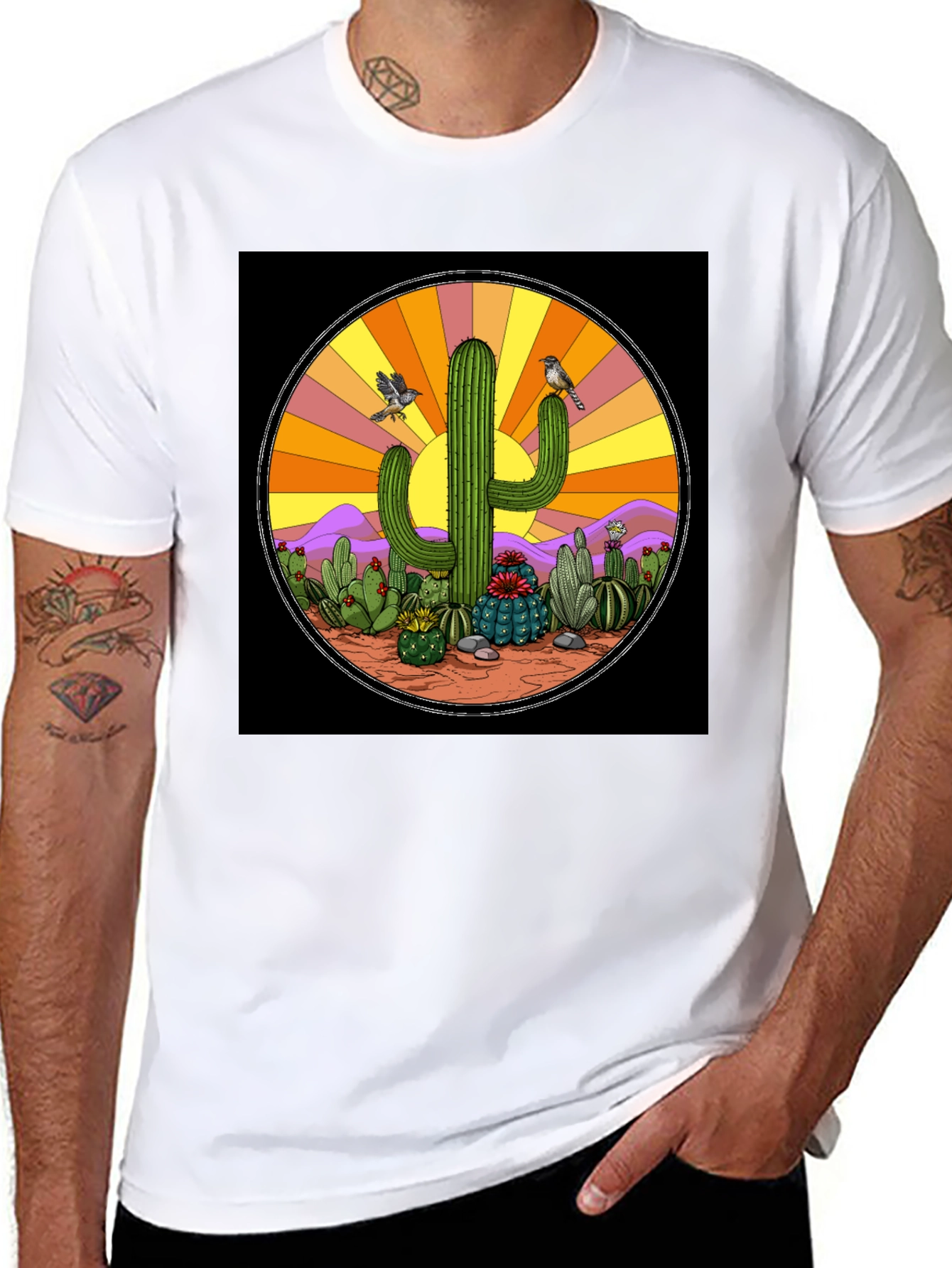 Black Cactus Desert Graphic T-Shirt view 8
