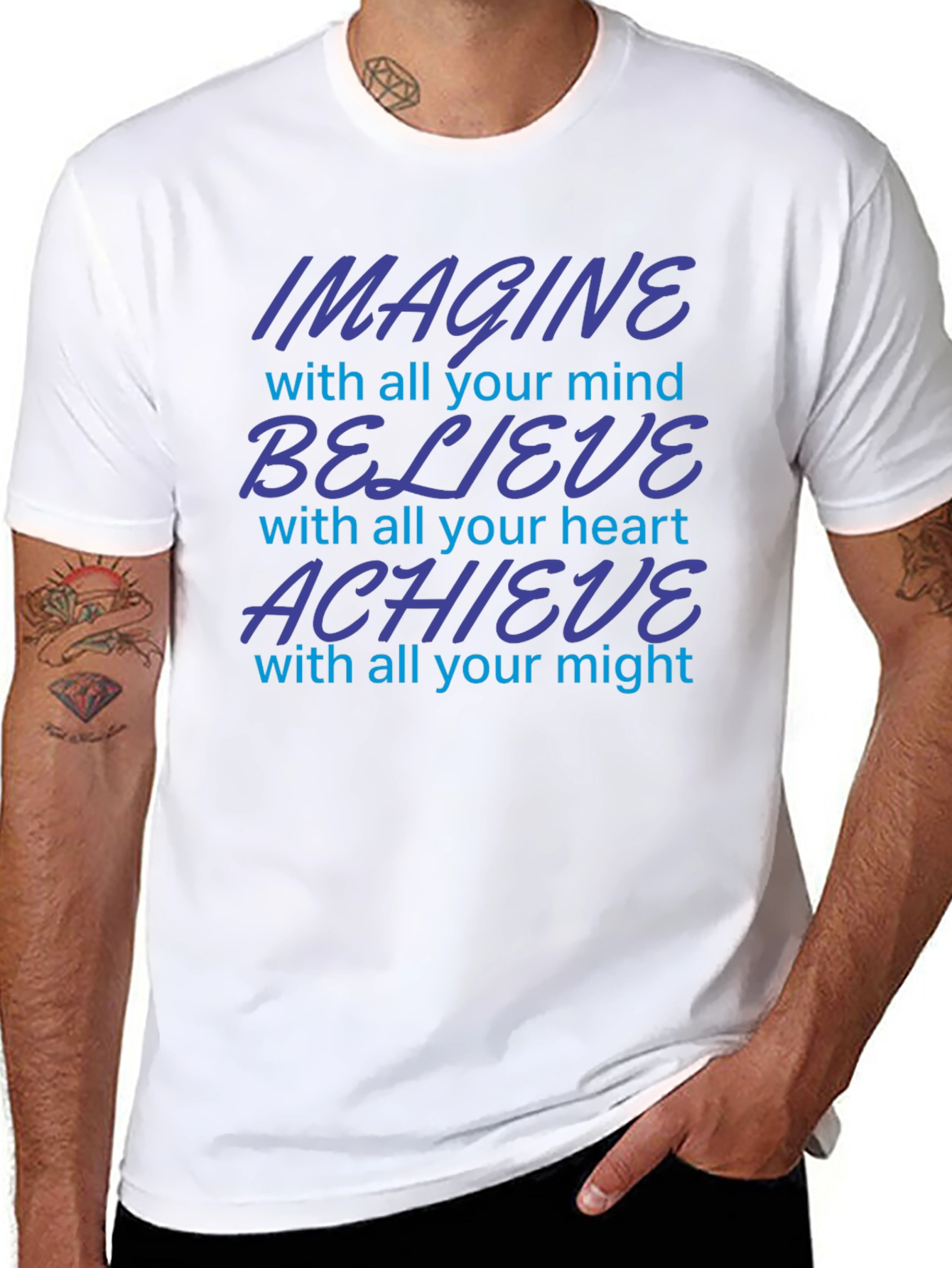 Black Imagine Believe Achieve Motivational T-Shirt view 8