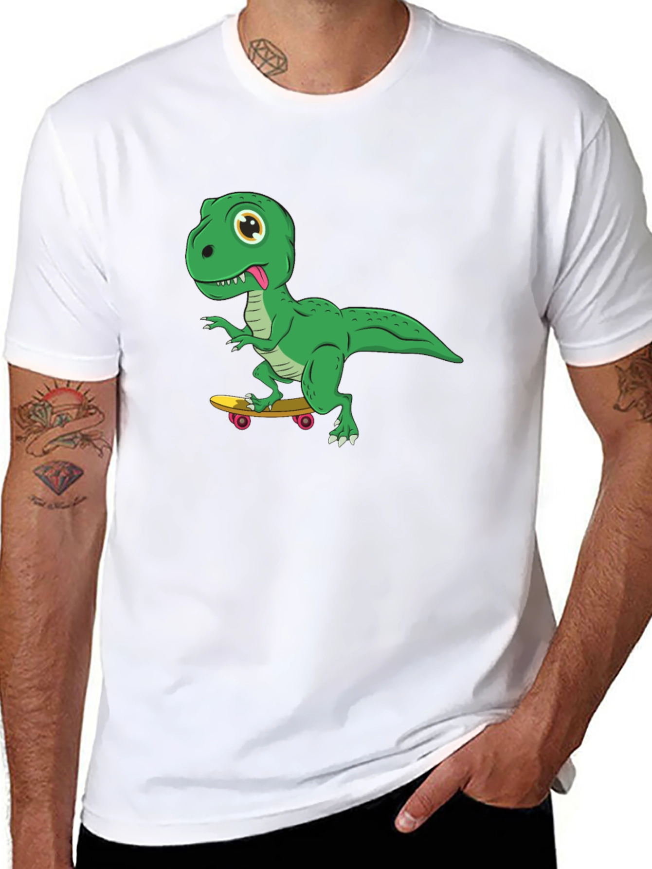 Black Skateboarding Dinosaur Graphic Tee view 8