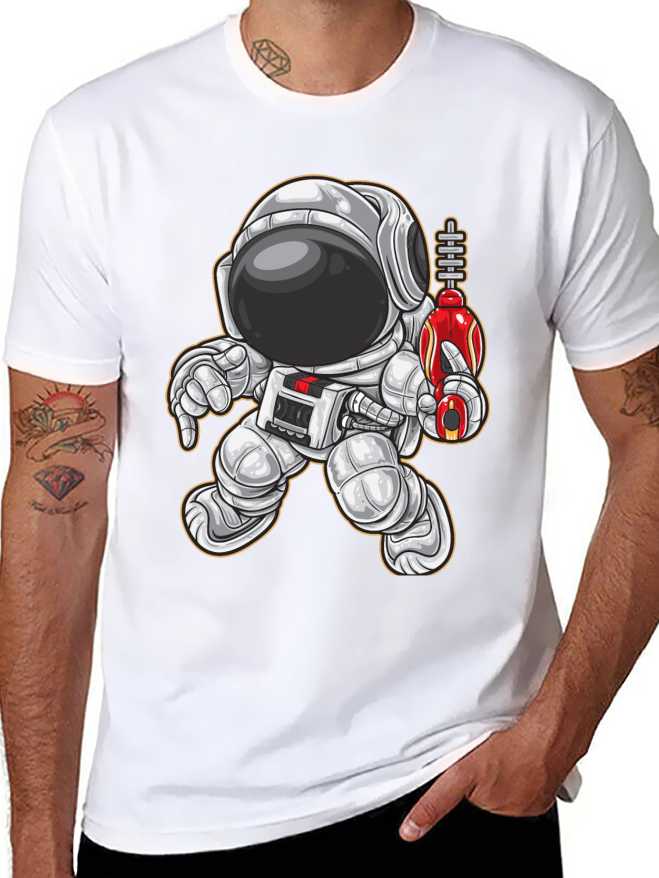 Black Astronaut Graphic Tee - Space Explorer T-Shirt view 8