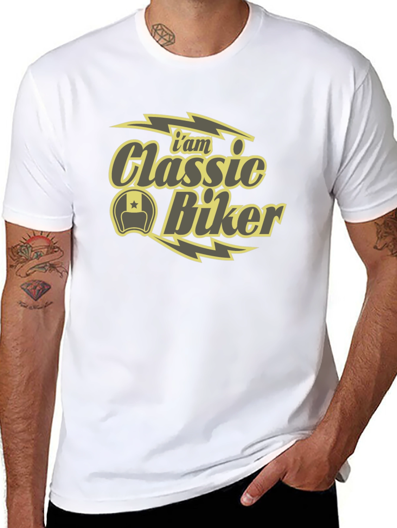 Black Classic Biker T-Shirt - Cool Motorcycle Design view 8
