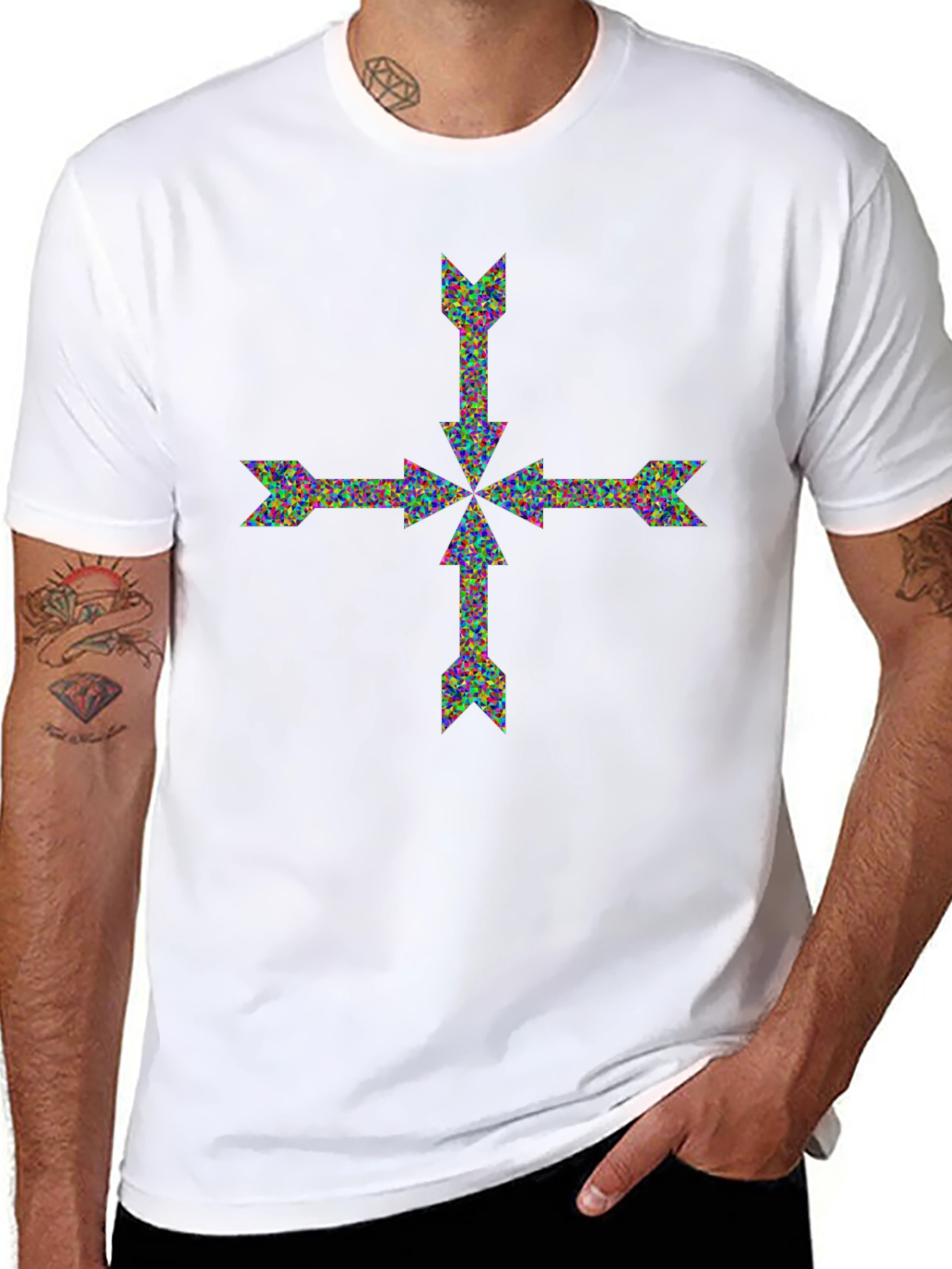 Black Arrow Cross Graphic Print T-Shirt view 8