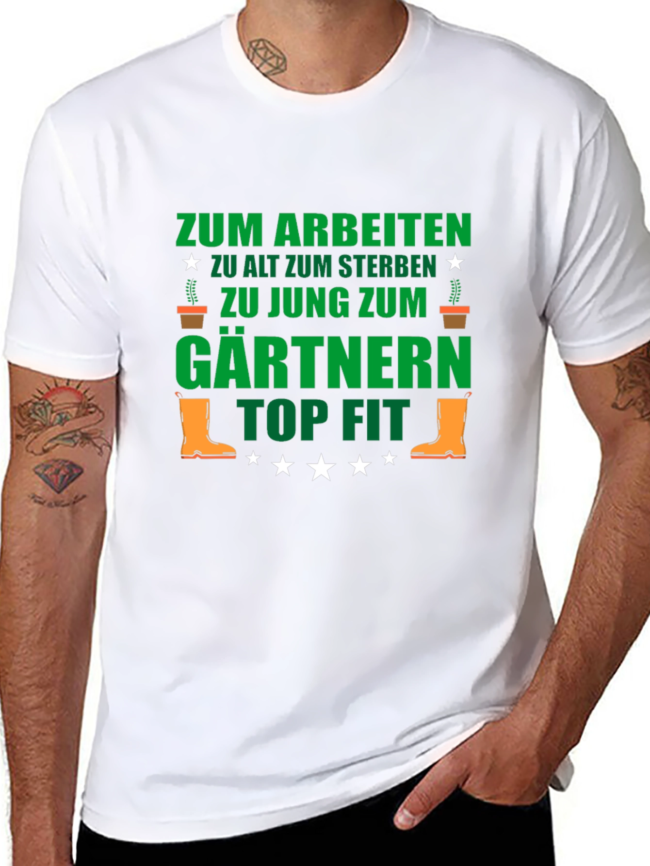 Black Gardener T-Shirt: Funny German Gardening Tee for Gardeners view 8