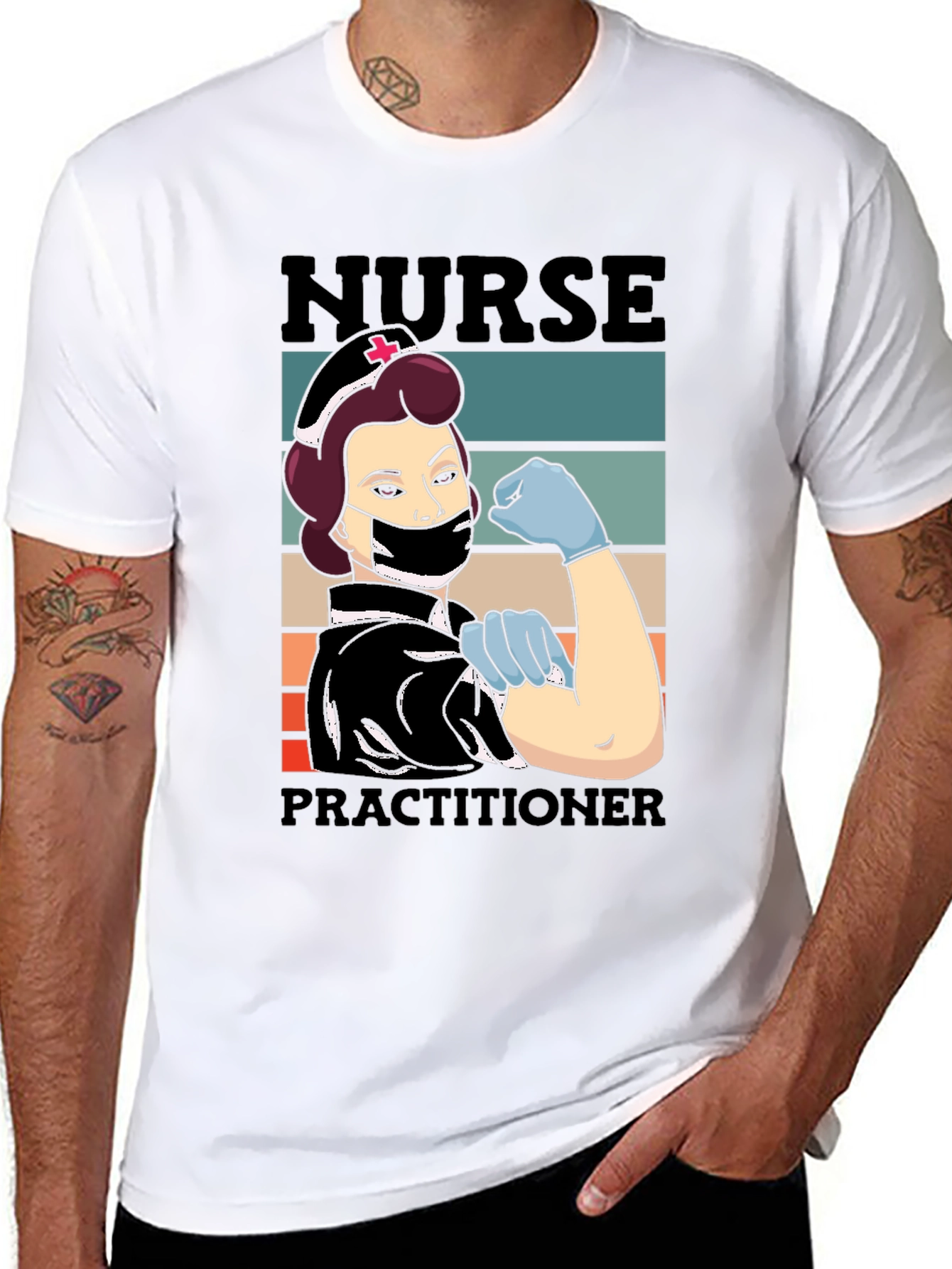 Black Nurse Practitioner T-Shirt, Healthcare Hero Tee view 8
