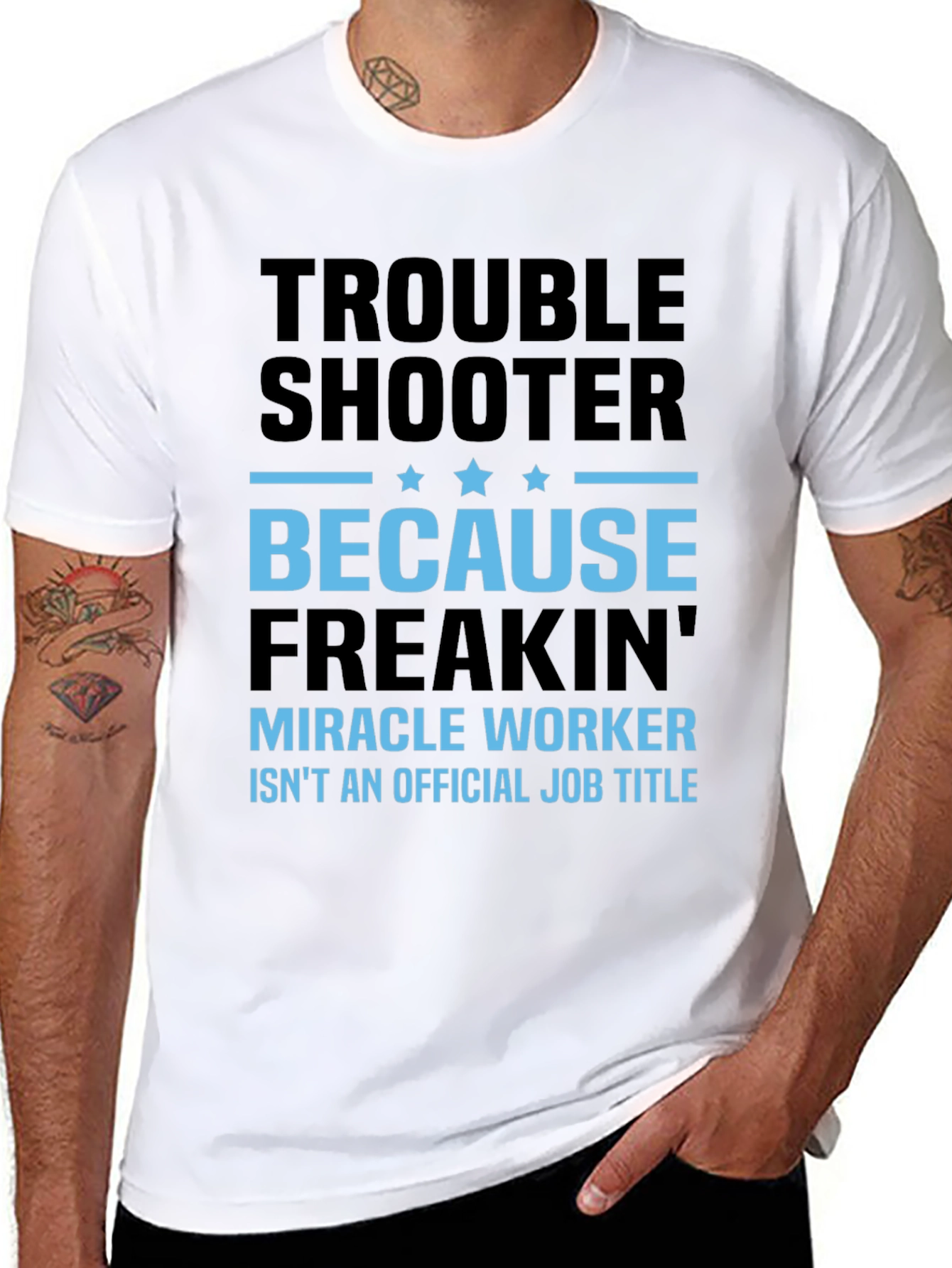 Black Trouble Shooter T-Shirt - Miracle Worker Tee view 8