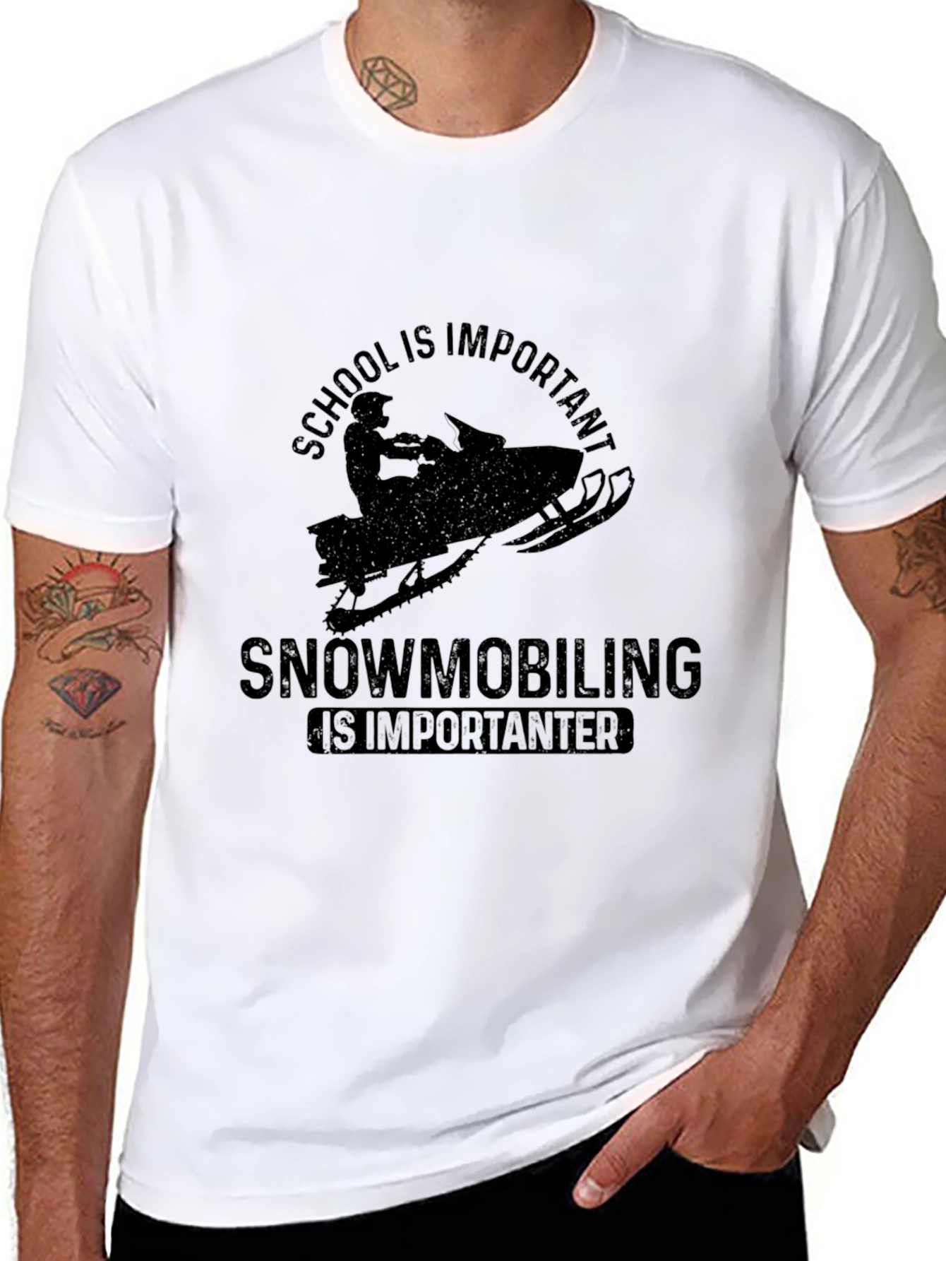 Black Snowmobiling Is Importanter T-Shirt view 8