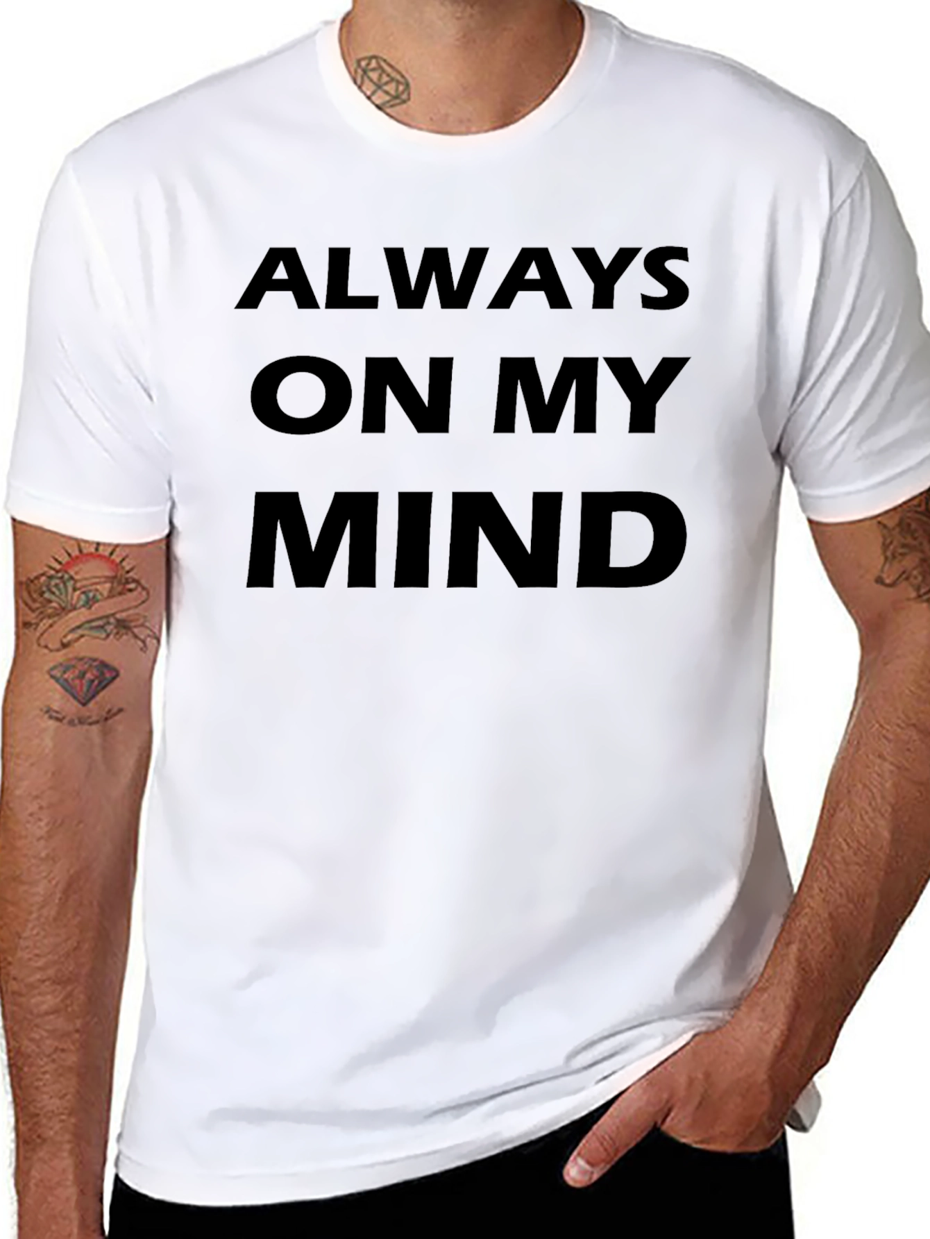 Black Always On My Mind Black Graphic Tee Shirt view 8
