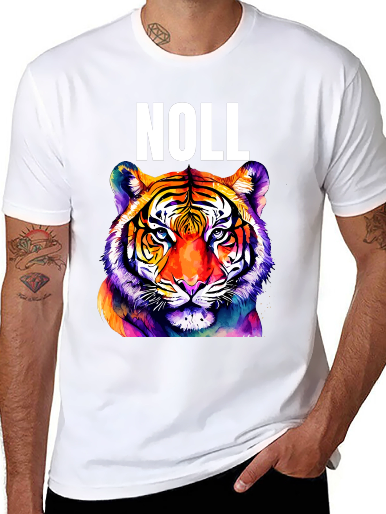 Black Noll Tiger Graphic T-Shirt - Vibrant Colorful Animal Tee view 8