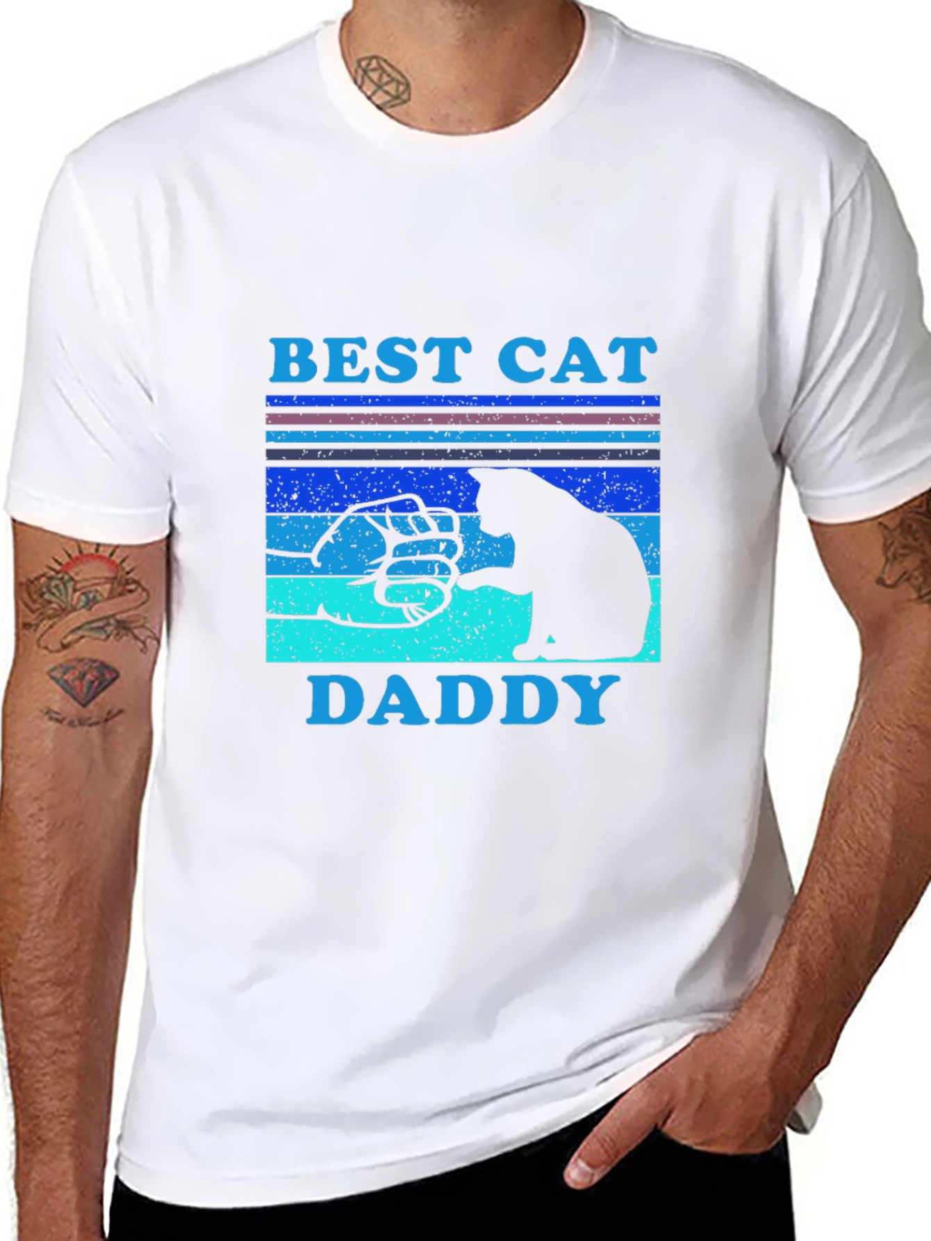 Black Best Cat Daddy T-Shirt - Cat Lover Gift view 8