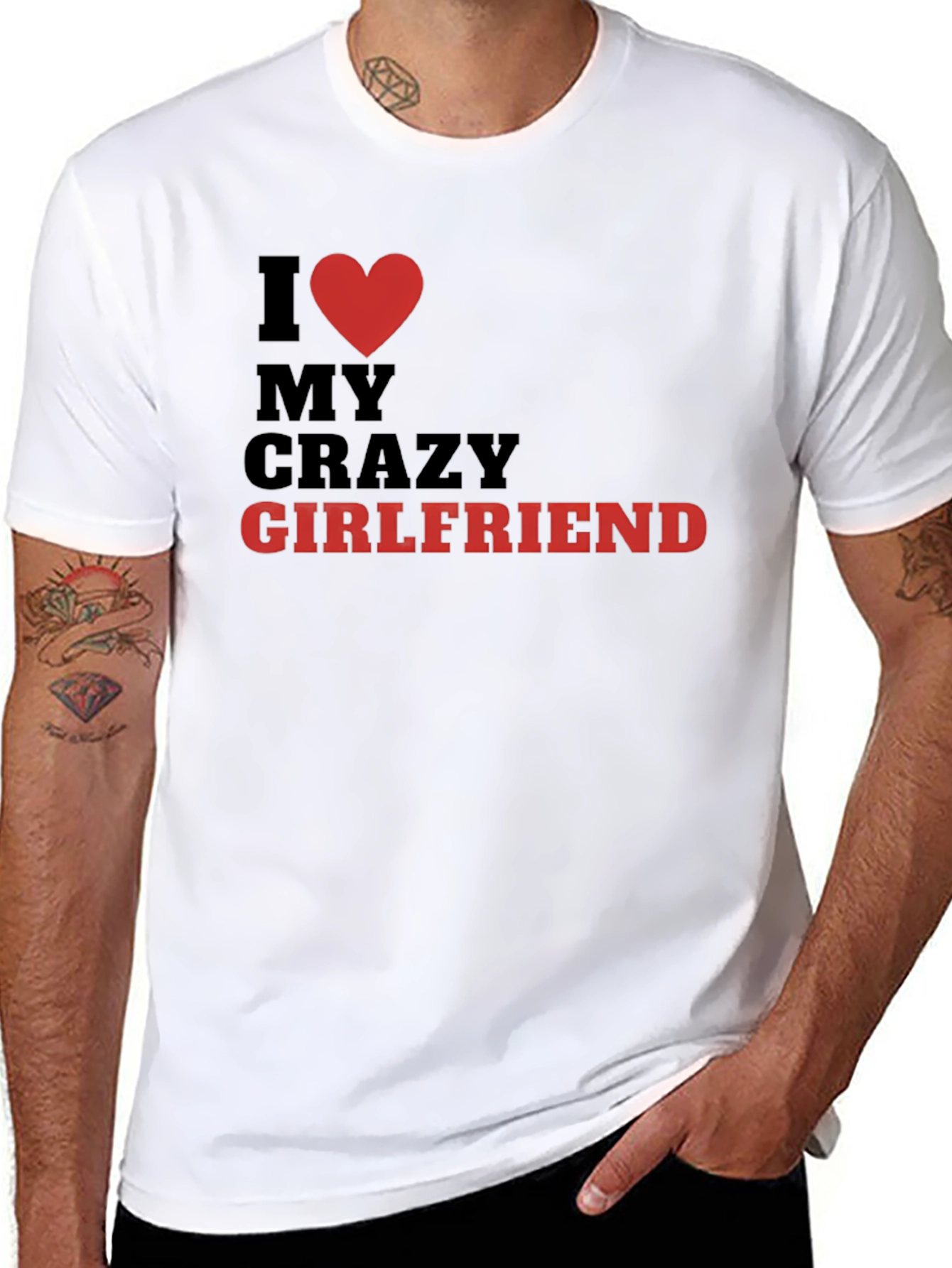 Black I Love My Crazy Girlfriend T-Shirt - Novelty Graphic Tee view 8
