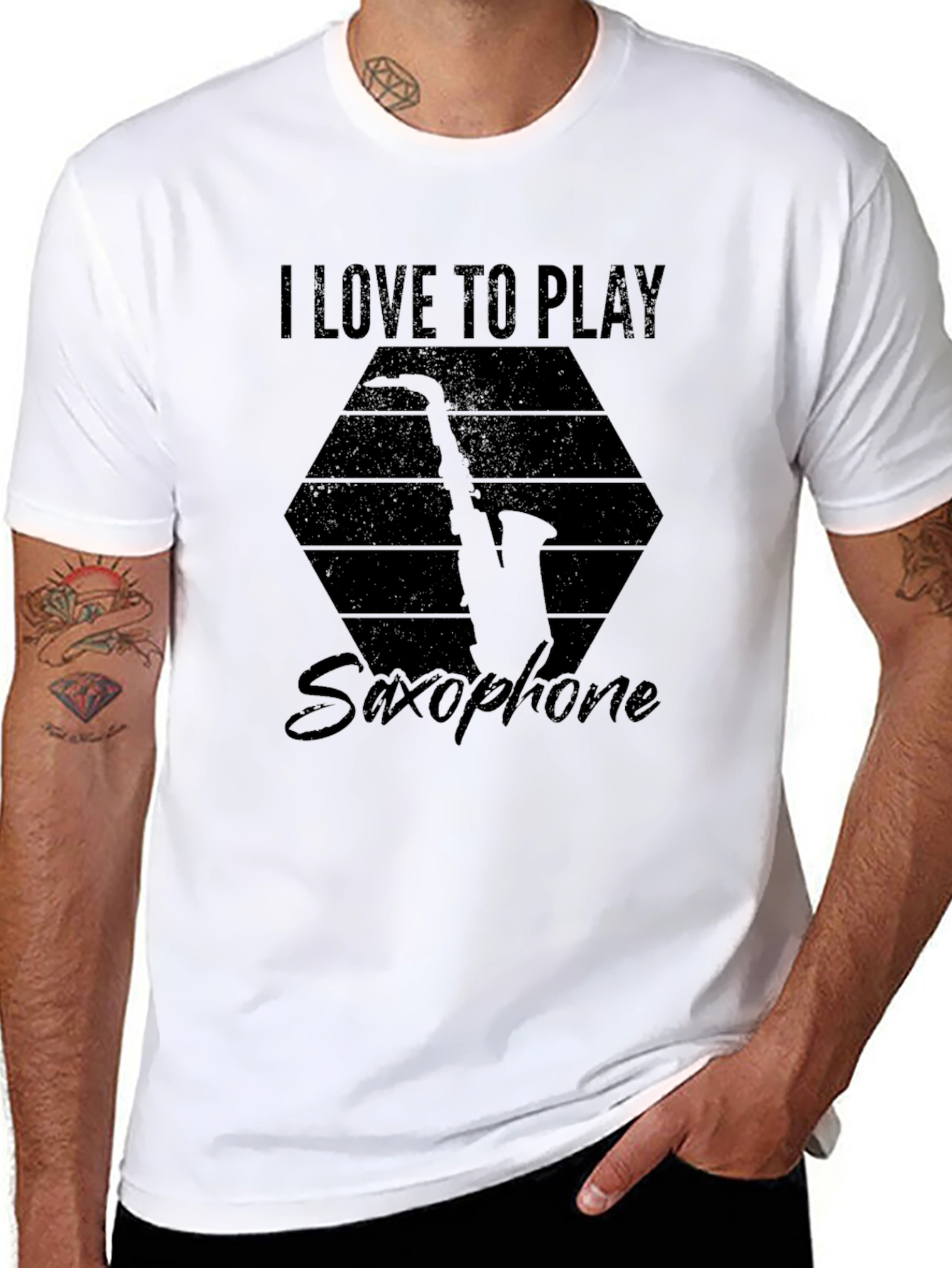 Black I Love to Play Saxophone T-Shirt - Musician's Gift view 8
