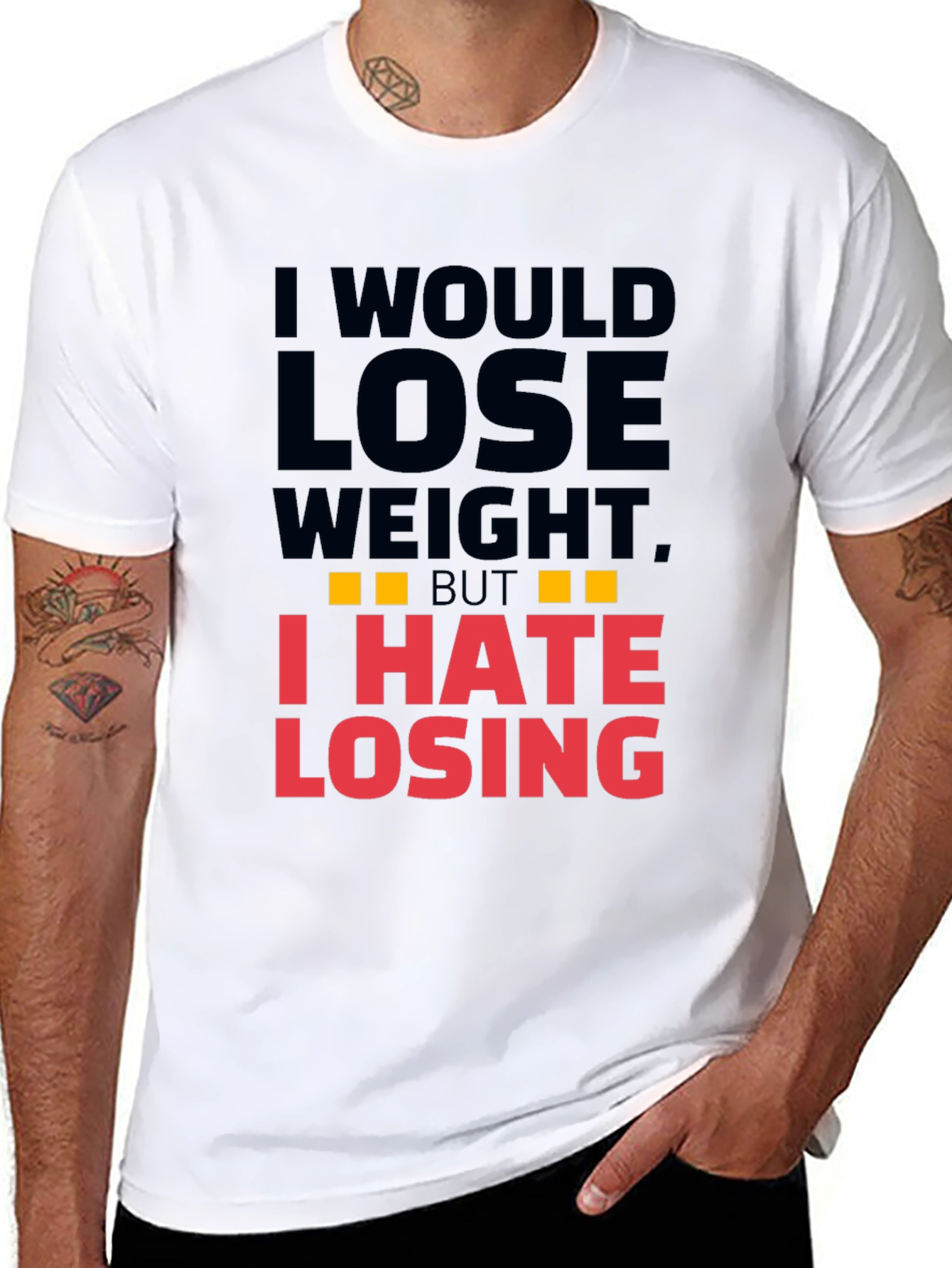 Black Funny I Hate Losing T-Shirt view 8