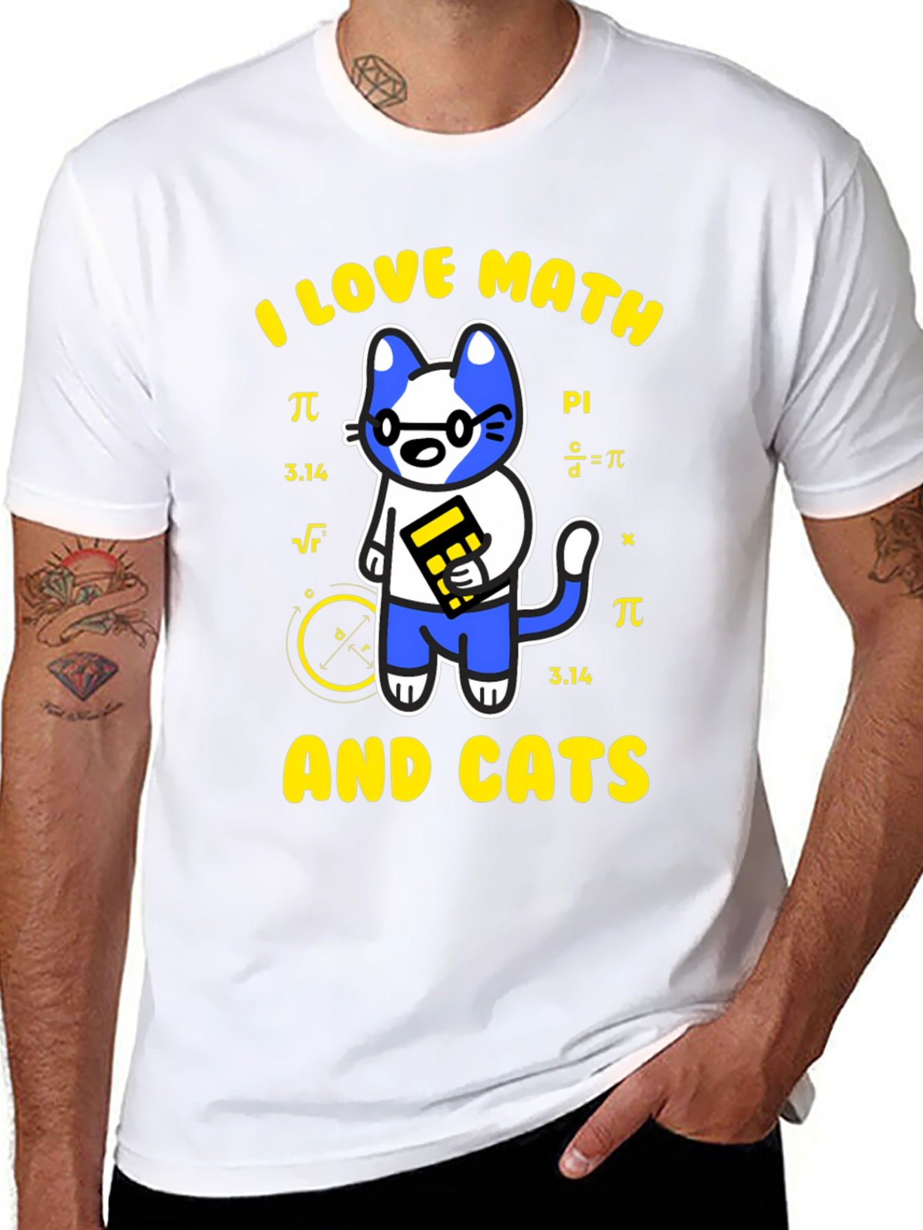 Black I Love Math and Cats T-Shirt Funny Geek Nerd Tee view 8