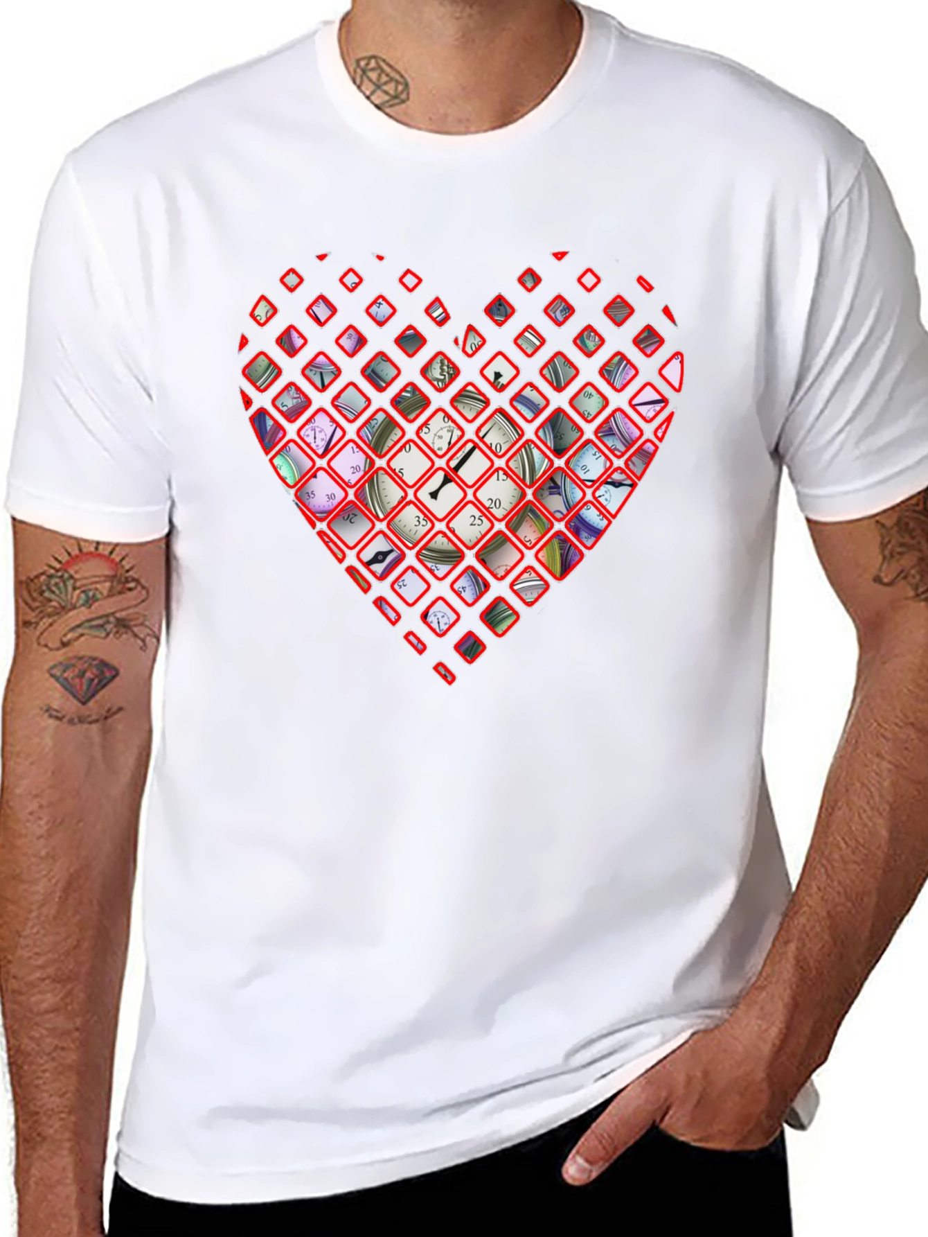 Black Time Heart Graphic Tee - Stylish Men's T-Shirt view 8