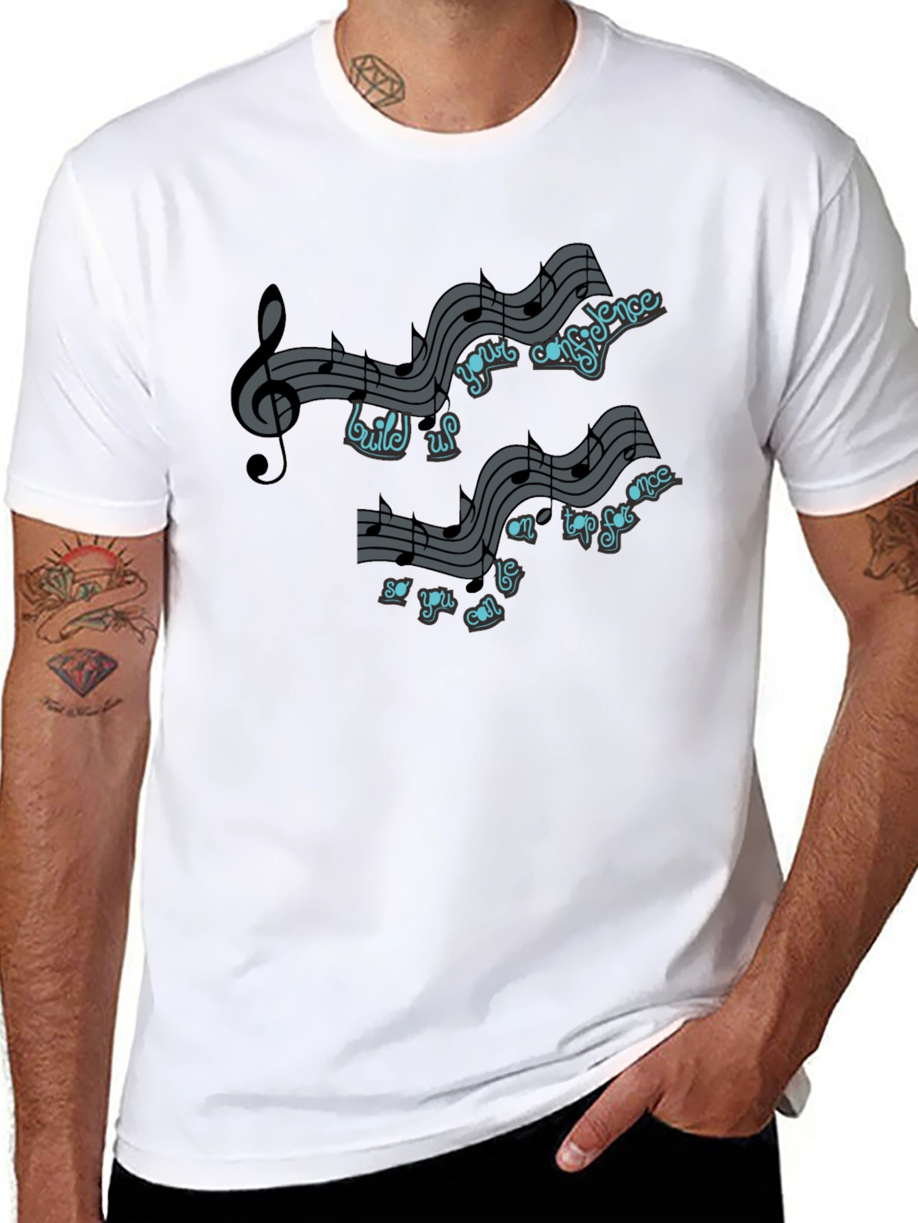 Black Musical Note Motivational Quote T-Shirt view 8